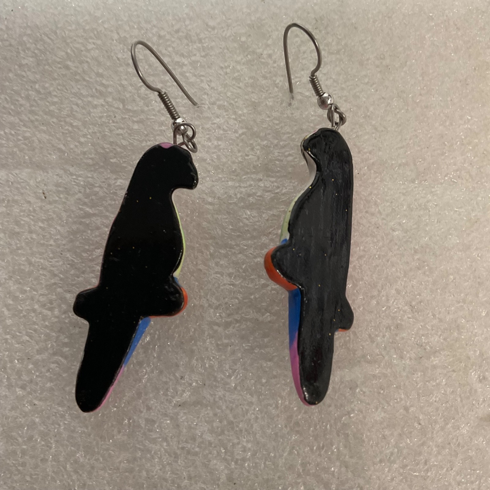 Hand Painted Wooden Parrot Earrings Colorful Dangle Jewelry Tropical Boho Style - Image 8