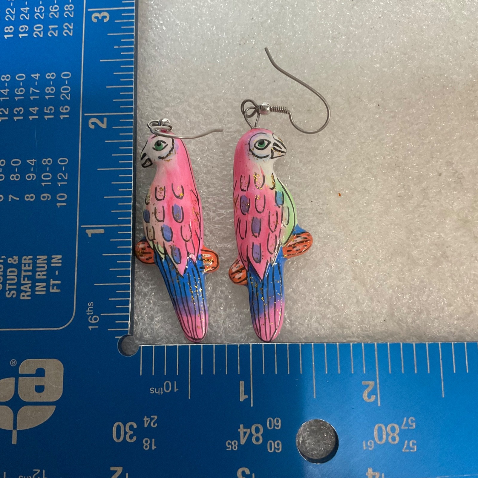 Hand Painted Wooden Parrot Earrings Colorful Dangle Jewelry Tropical Boho Style - Image 5