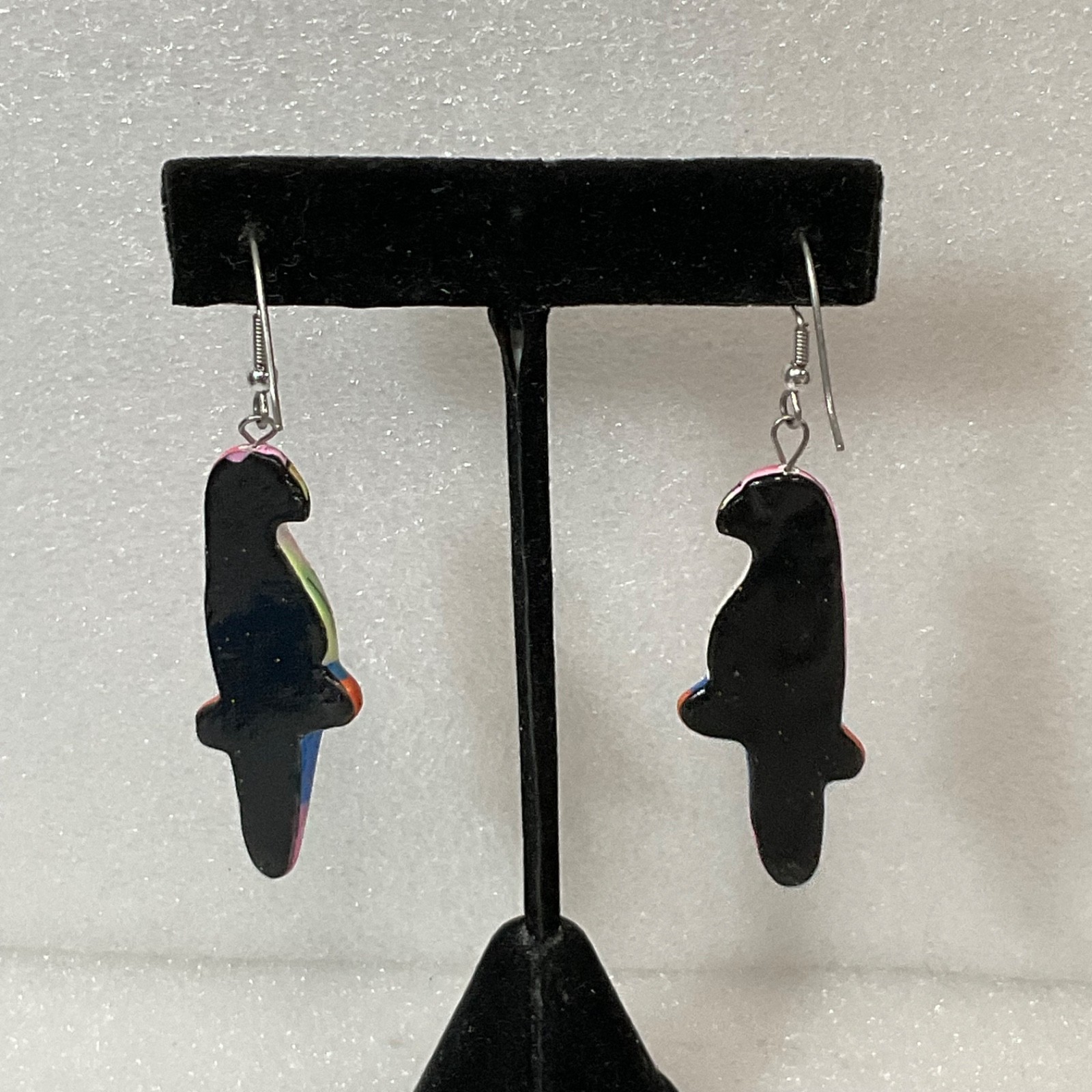 Hand Painted Wooden Parrot Earrings Colorful Dangle Jewelry Tropical Boho Style - Image 4