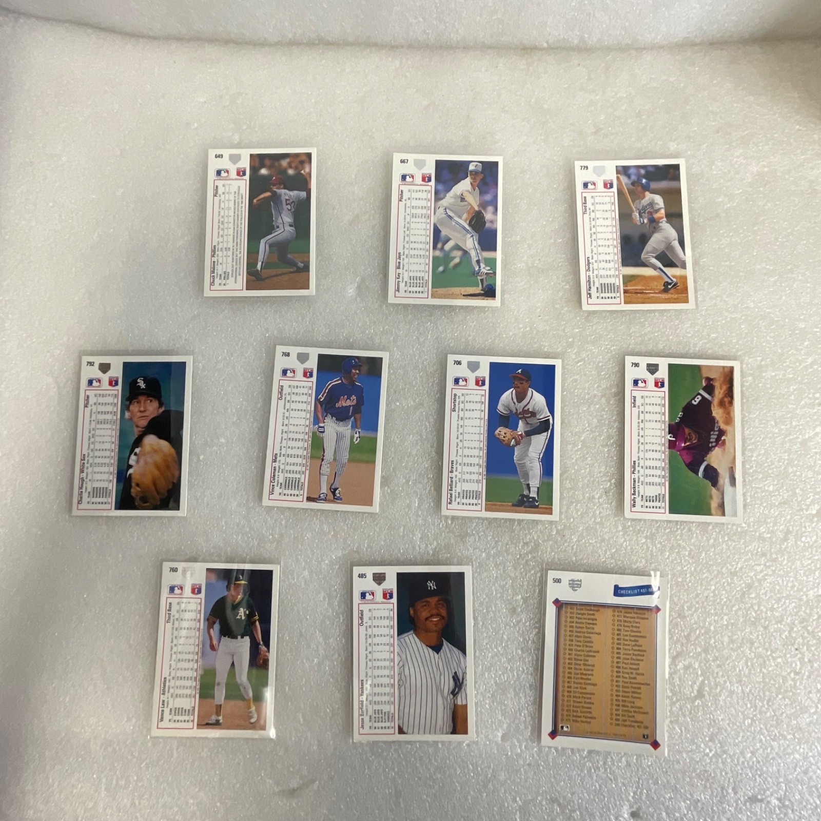 1991 Upper Deck Baseball 10 Card Lot Coleman Barfield Key Phillies Yankees - Image 2