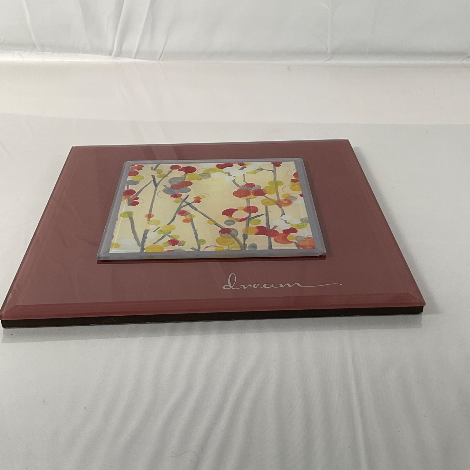 New View Dream Floral Glass Wall Plaque Red 9 x 9 in Hanging Decor - Image 9