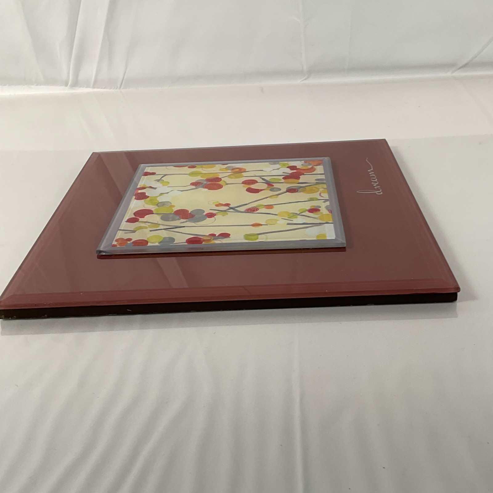 New View Dream Floral Glass Wall Plaque Red 9 x 9 in Hanging Decor - Image 10