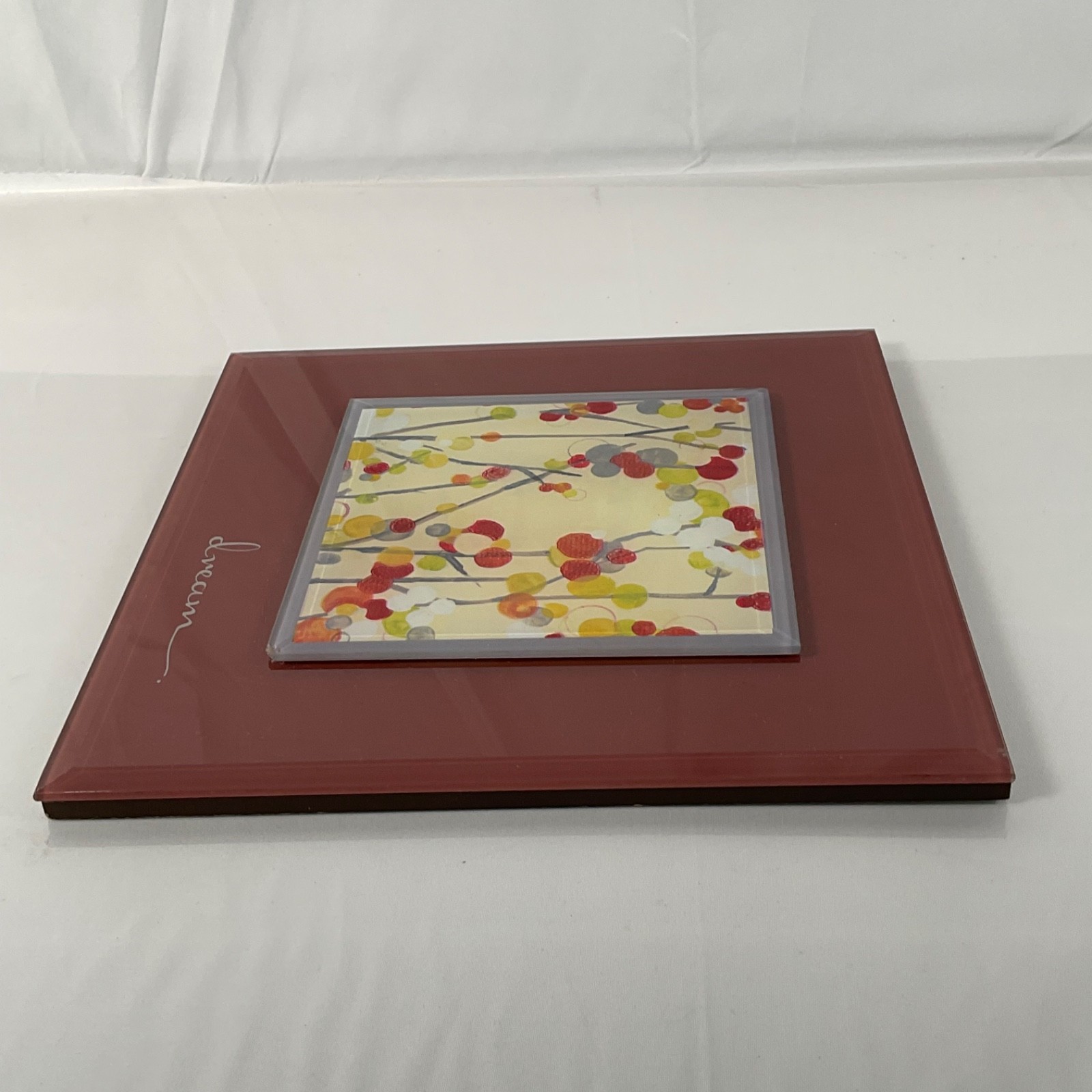 New View Dream Floral Glass Wall Plaque Red 9 x 9 in Hanging Decor - Image 12