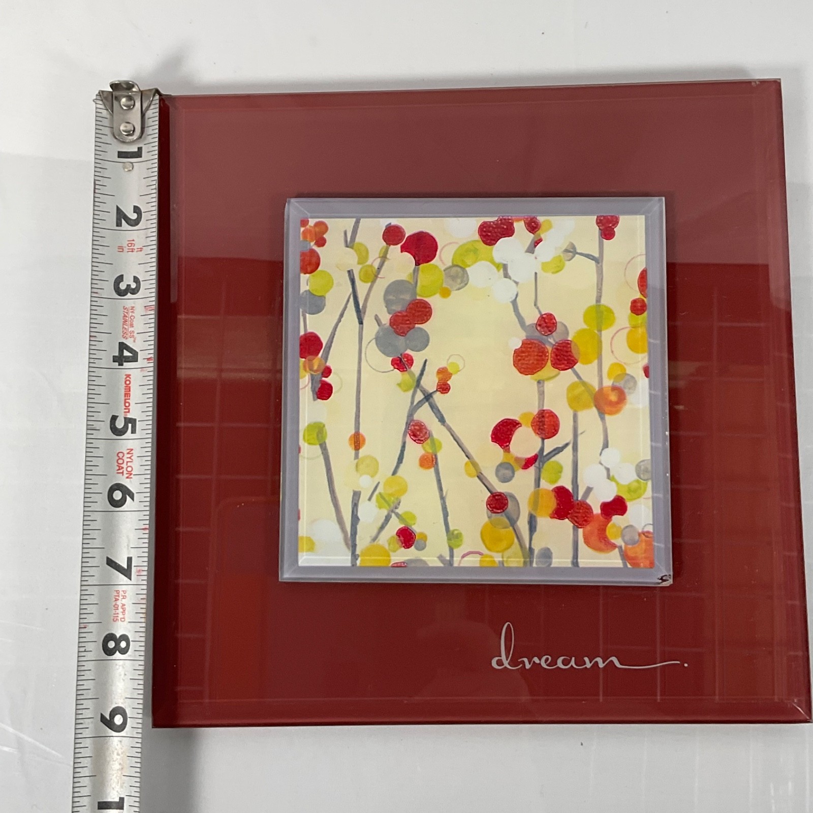 New View Dream Floral Glass Wall Plaque Red 9 x 9 in Hanging Decor - Image 13
