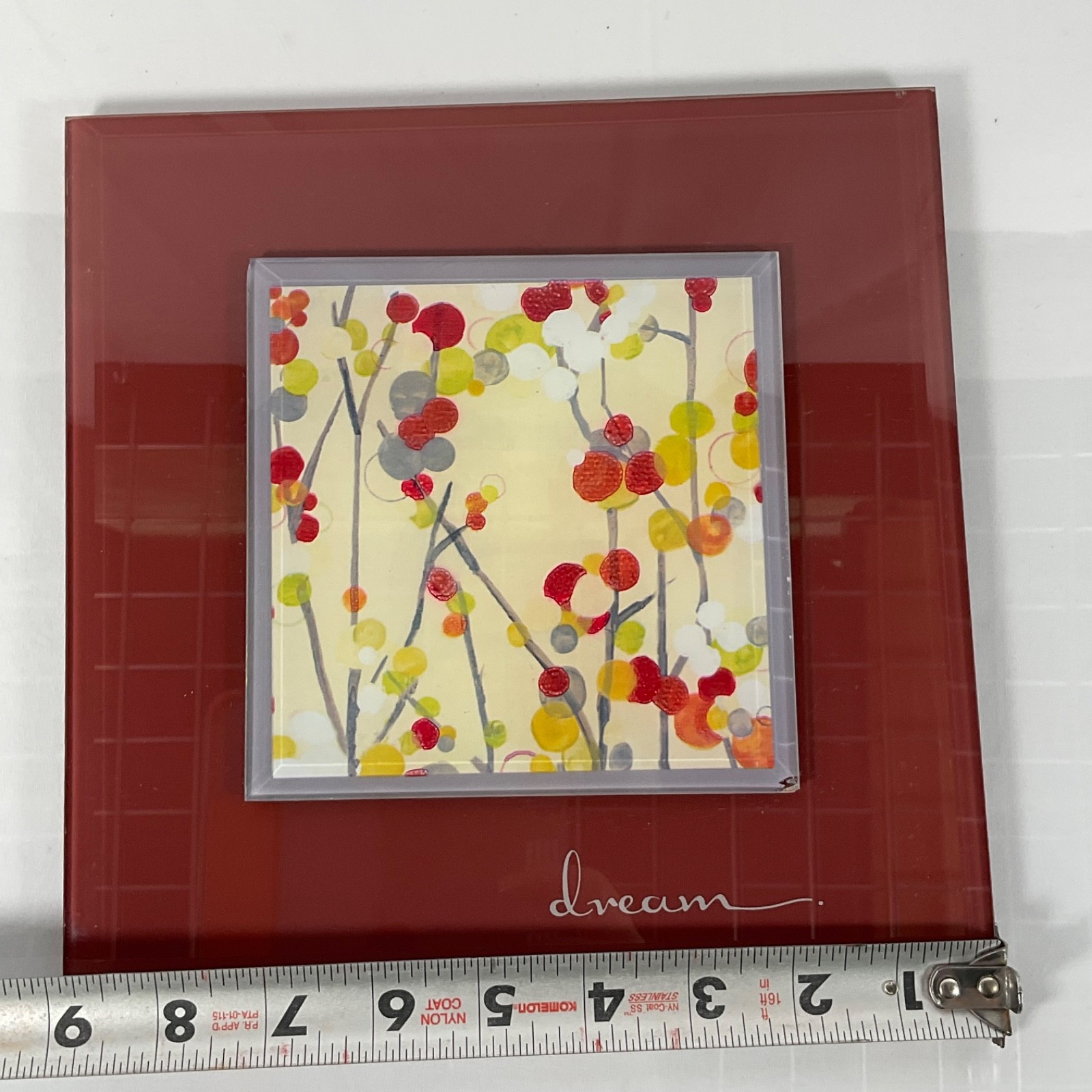 New View Dream Floral Glass Wall Plaque Red 9 x 9 in Hanging Decor - Image 14
