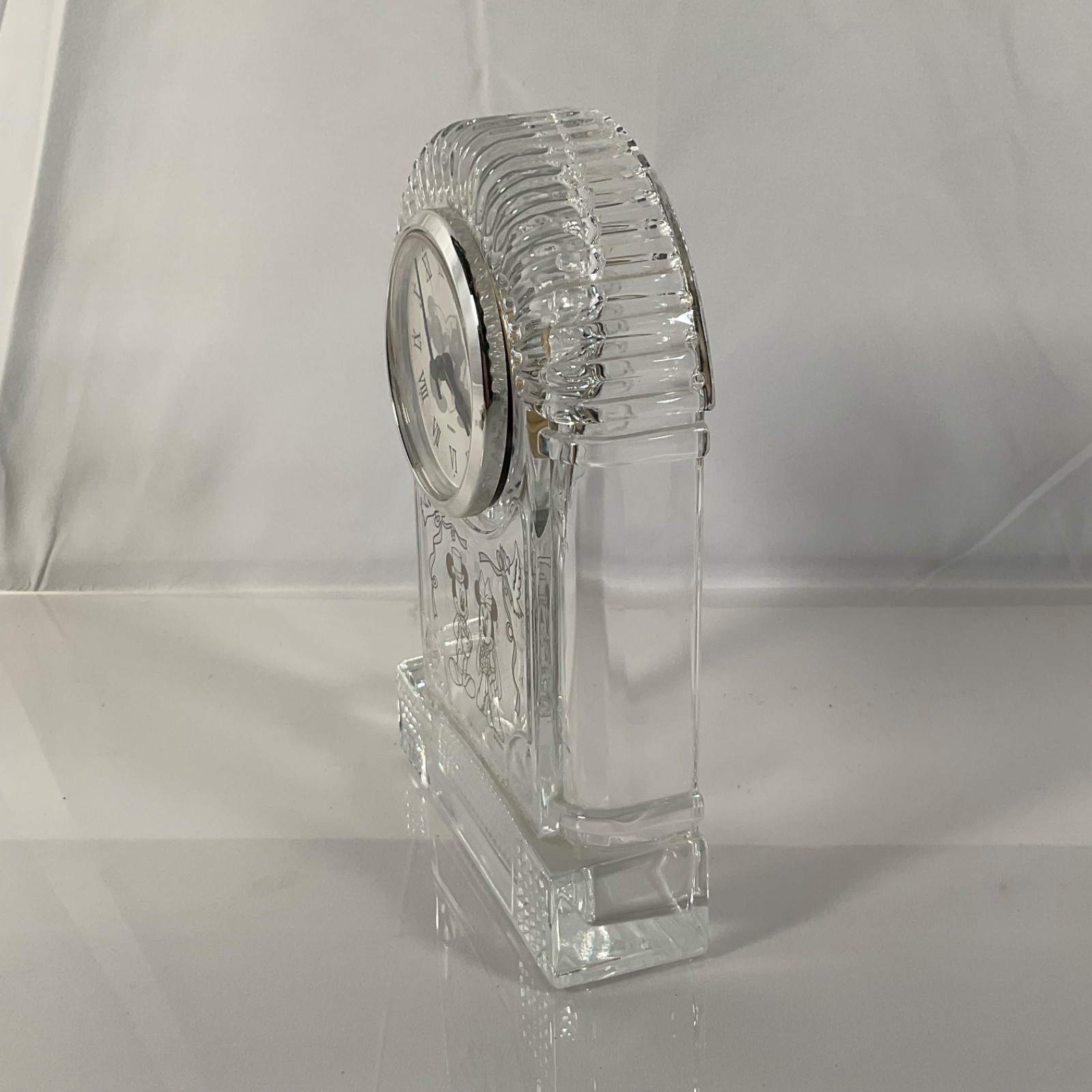 Disney Mickey Minnie Wedding Mantel Clock Bride Groom Clear 7.5 in - Image 2