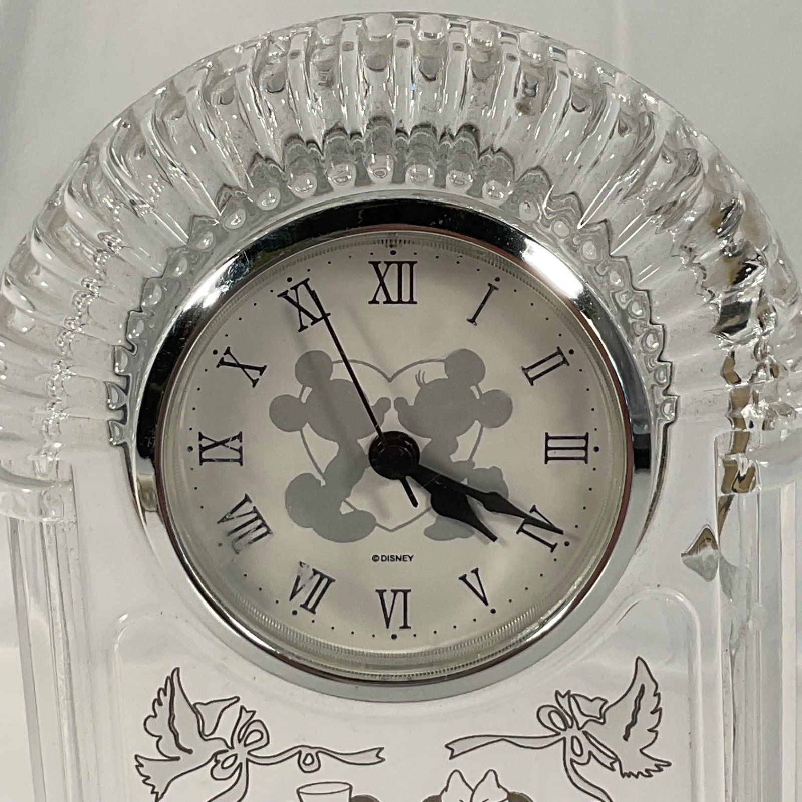 Disney Mickey Minnie Wedding Mantel Clock Bride Groom Clear 7.5 in - Image 5