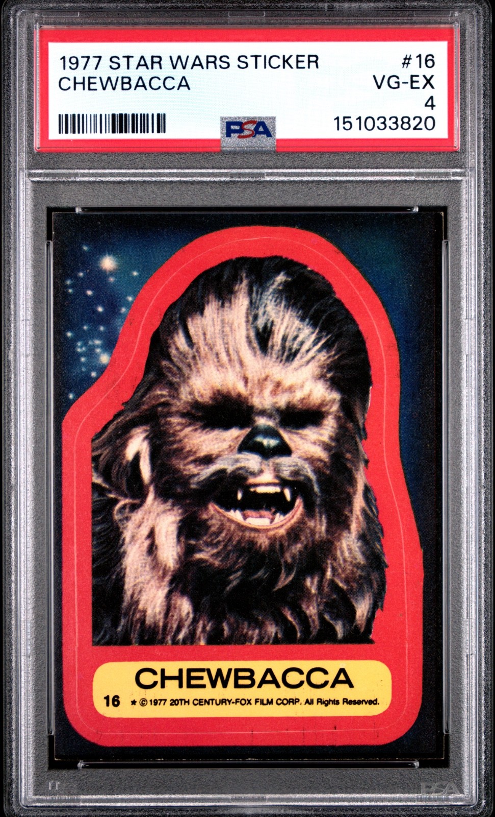 Star Wars 1977 Chewbacca Sticker Card #16 PSA 4 CERT#151033820 - Image 1