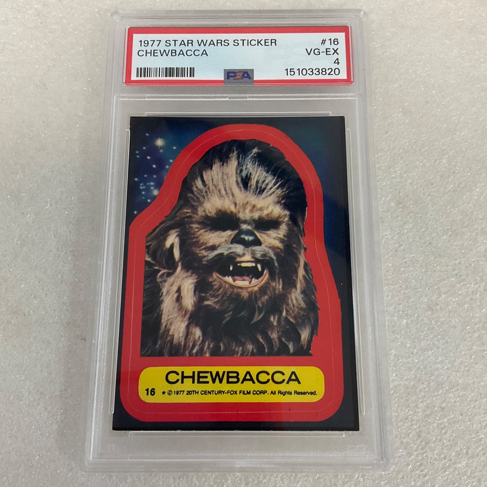 Star Wars 1977 Chewbacca Sticker Card #16 PSA 4 CERT#151033820 - Image 3