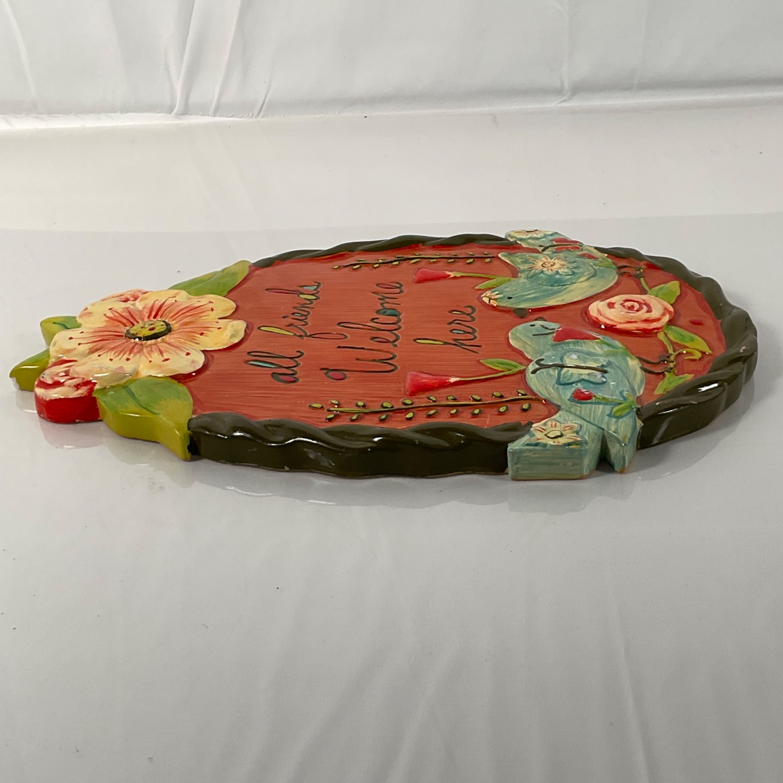 Lori Siebert All Friends Welcome Here Bird Floral Wall Plaque 11 in - Image 7