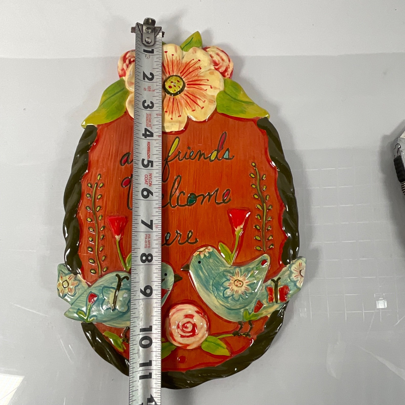 Lori Siebert All Friends Welcome Here Bird Floral Wall Plaque 11 in - Image 8