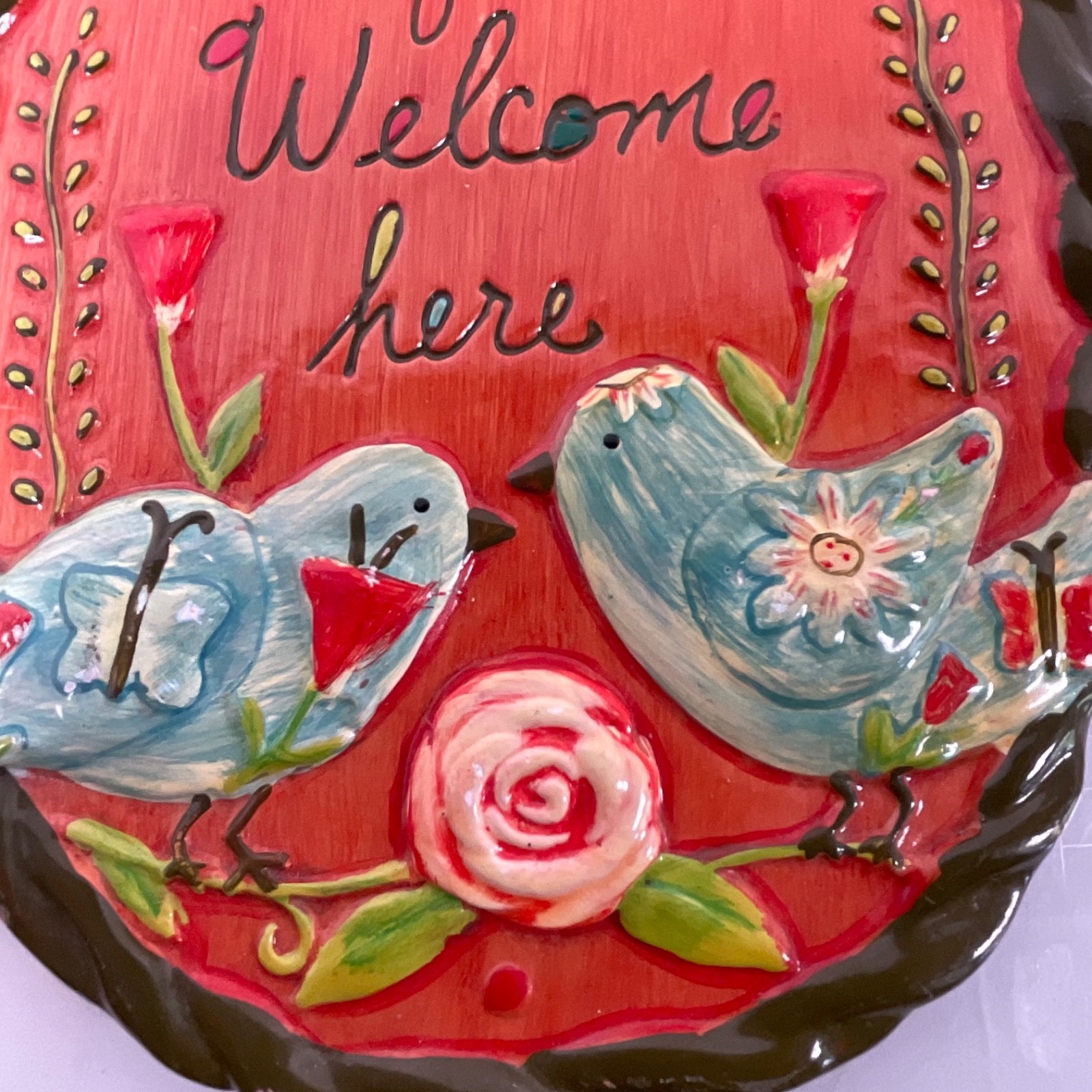Lori Siebert All Friends Welcome Here Bird Floral Wall Plaque 11 in - Image 12