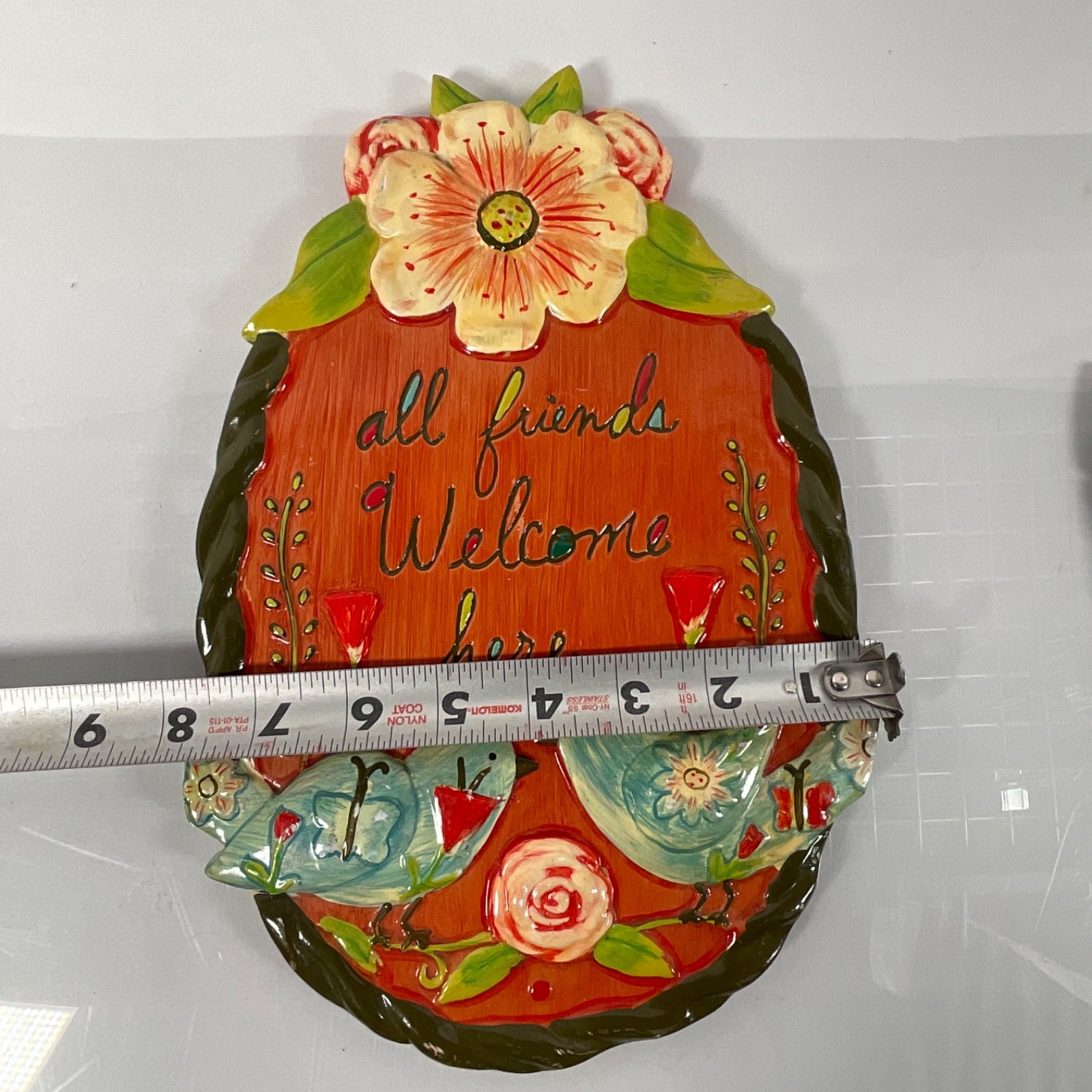 Lori Siebert All Friends Welcome Here Bird Floral Wall Plaque 11 in - Image 9