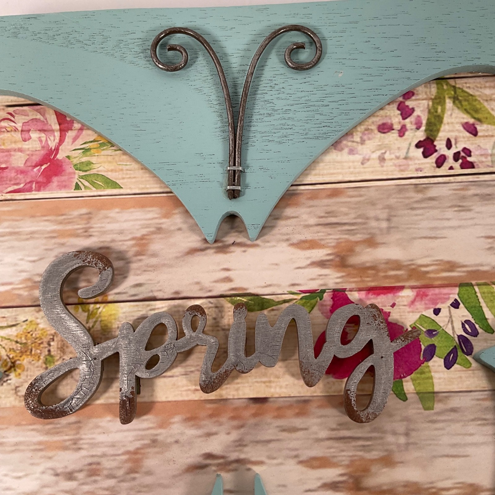 Spring Butterfly Floral Wall Decor Plaque Teal 9.5 x 9.5 in - Image 5
