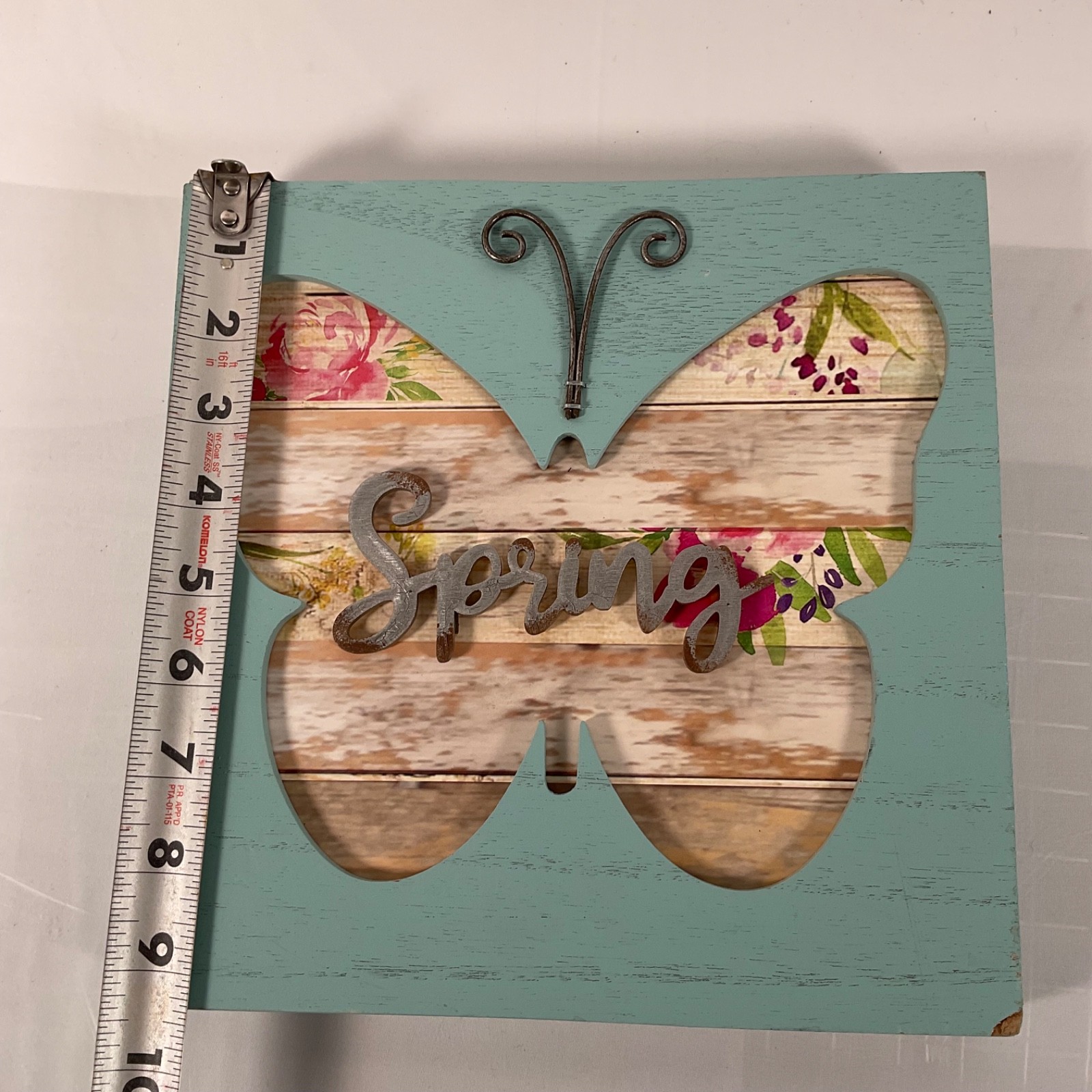 Spring Butterfly Floral Wall Decor Plaque Teal 9.5 x 9.5 in - Image 7