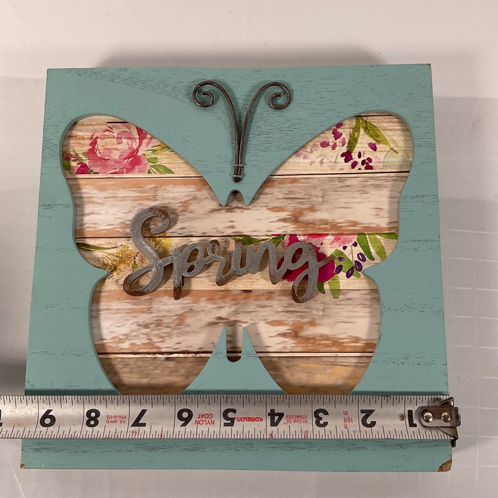 Spring Butterfly Floral Wall Decor Plaque Teal 9.5 x 9.5 in - Image 8