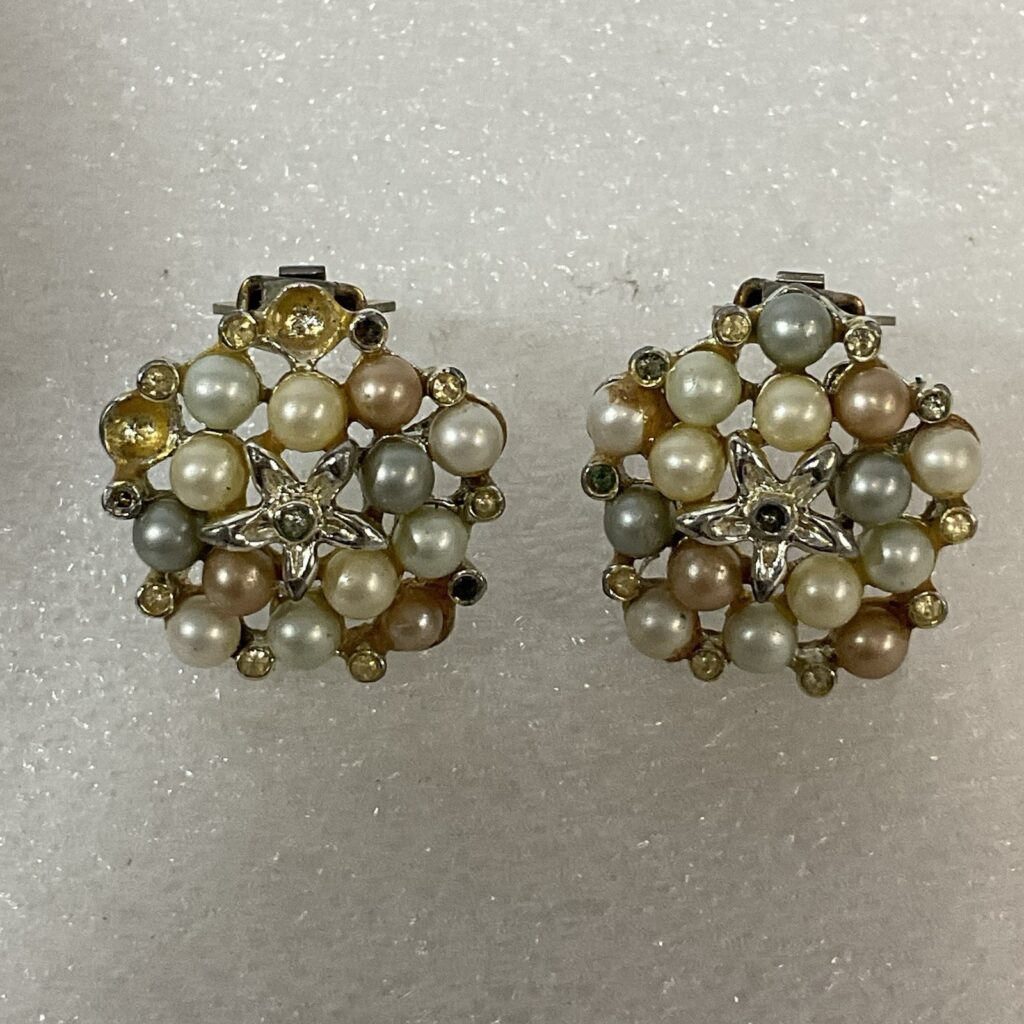 Vintage Marbella Starfish &FauxPearl Clip On Earrings With Missing Pearl&Stone - Image 1