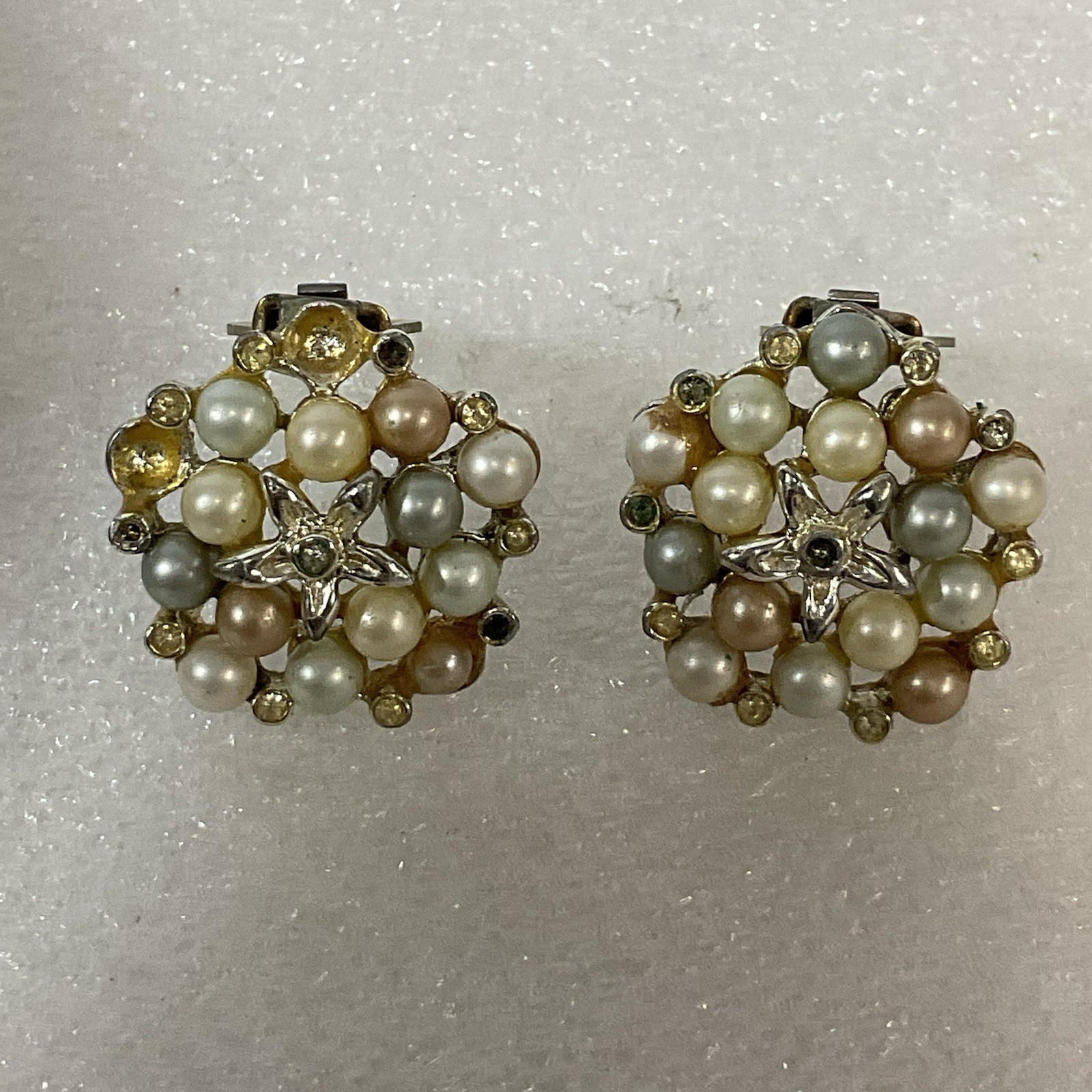Vintage Marbella Starfish &FauxPearl Clip On Earrings With Missing Pearl&Stone - Image 1