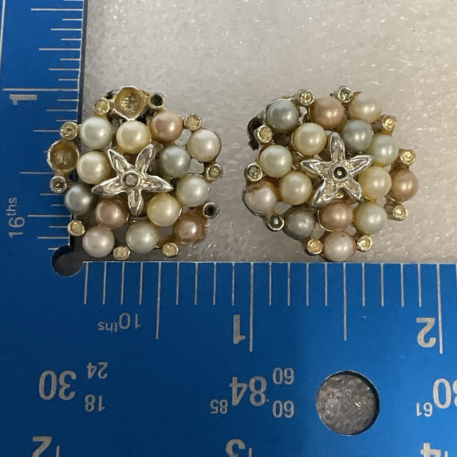 Vintage Marbella Starfish &FauxPearl Clip On Earrings With Missing Pearl&Stone - Image 17