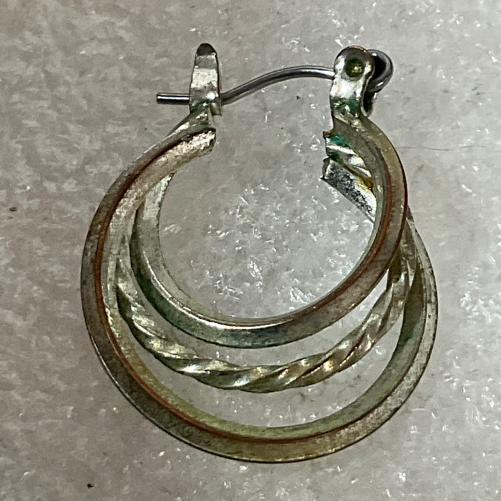 Vintage Silver Tone Hoop Earrings 1in 4.3g Triple Layer Braided Design Jewelry - Image 5