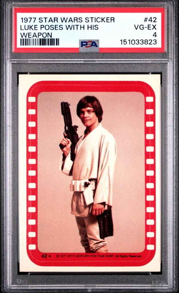 Star Wars 1977 Luke Poses Weapon Sticker Card #42 PSA 4 CERT#151033823 - Image 1