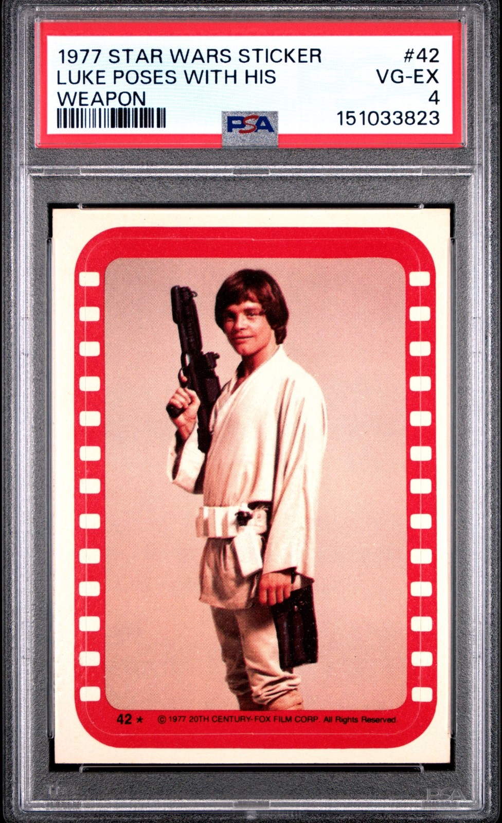 Star Wars 1977 Luke Poses Weapon Sticker Card #42 PSA 4 CERT#151033823 - Image 1