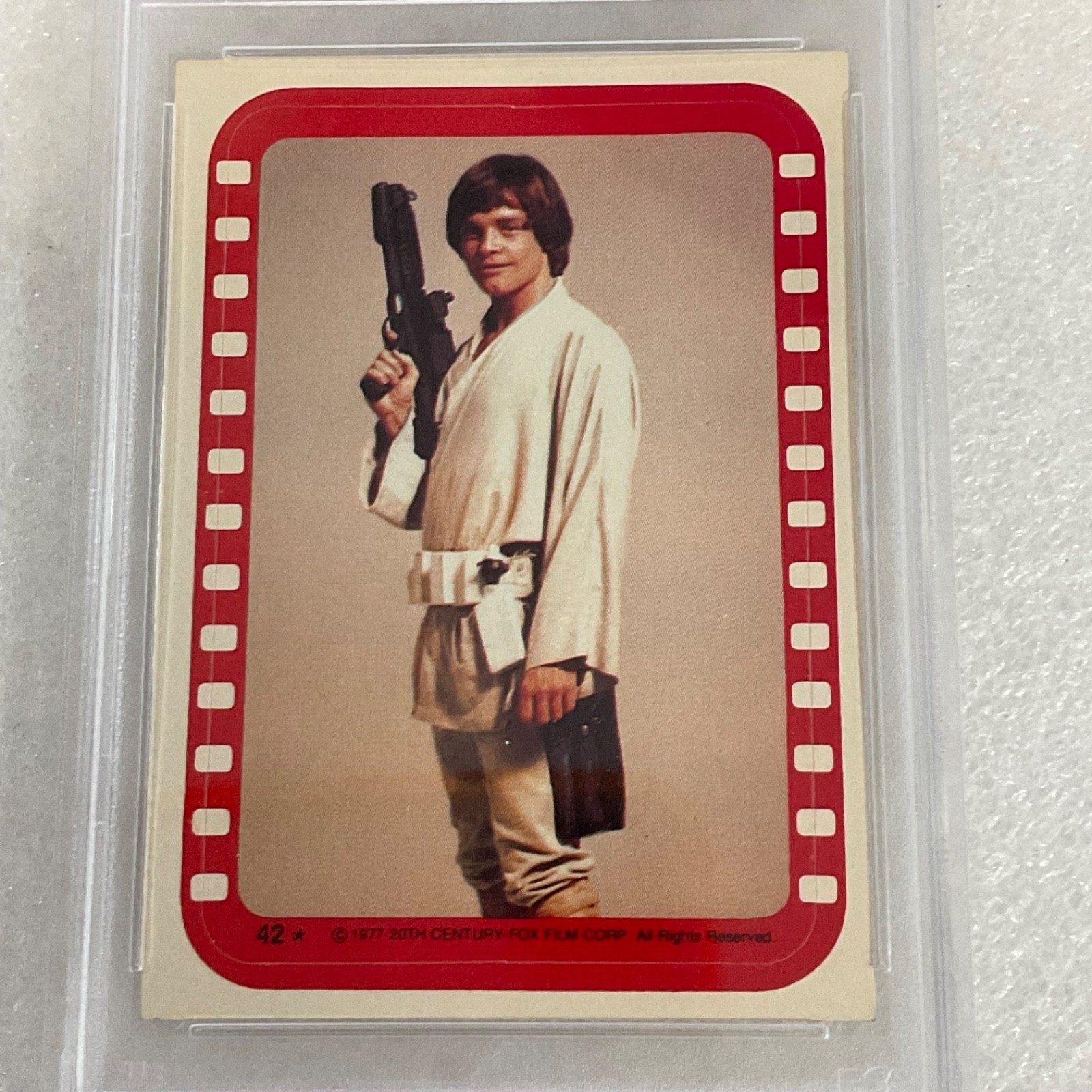Star Wars 1977 Luke Poses Weapon Sticker Card #42 PSA 4 CERT#151033823 - Image 5