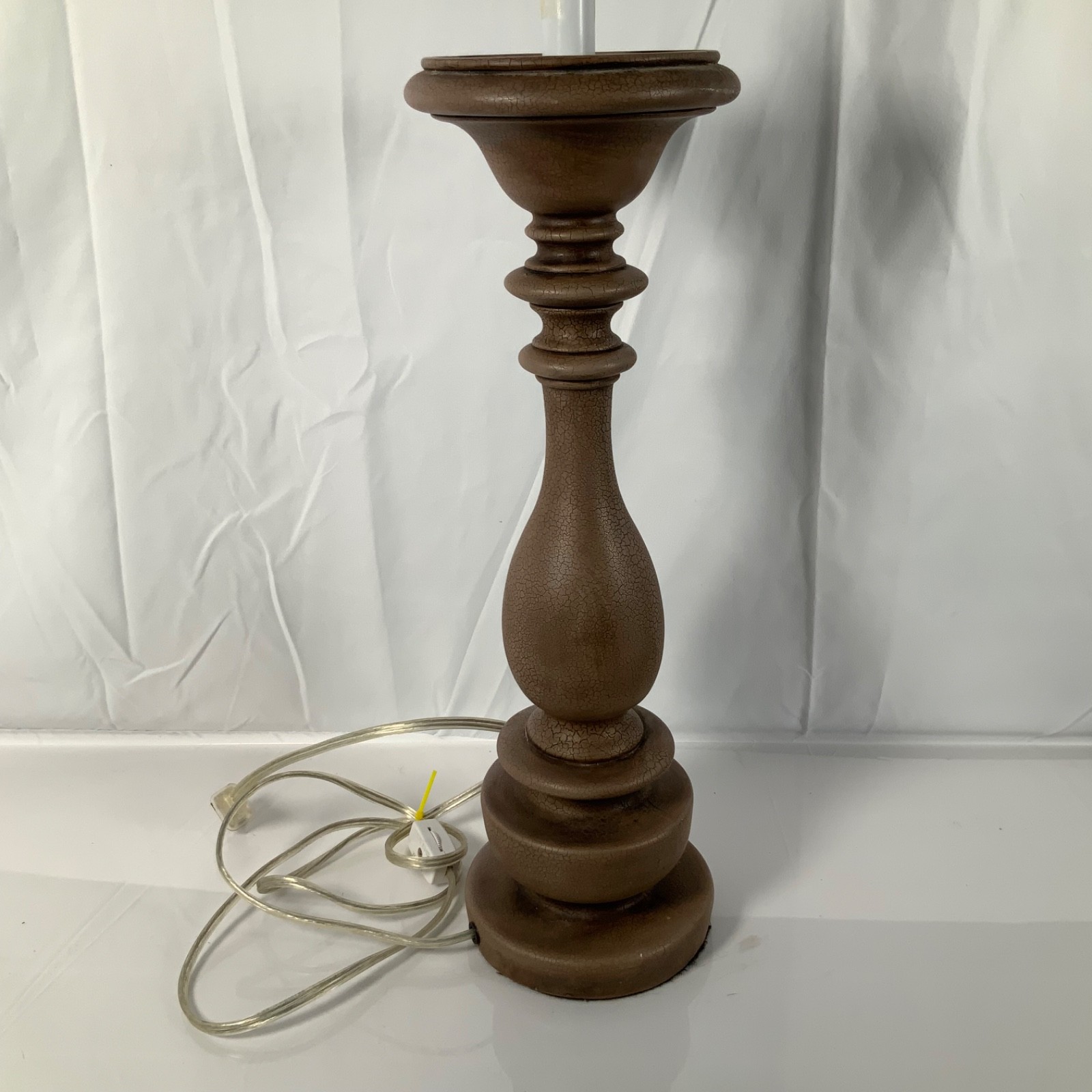 La Candela Brown Crackle Finish Table Lamp Base 19 in Tested Working - Image 1