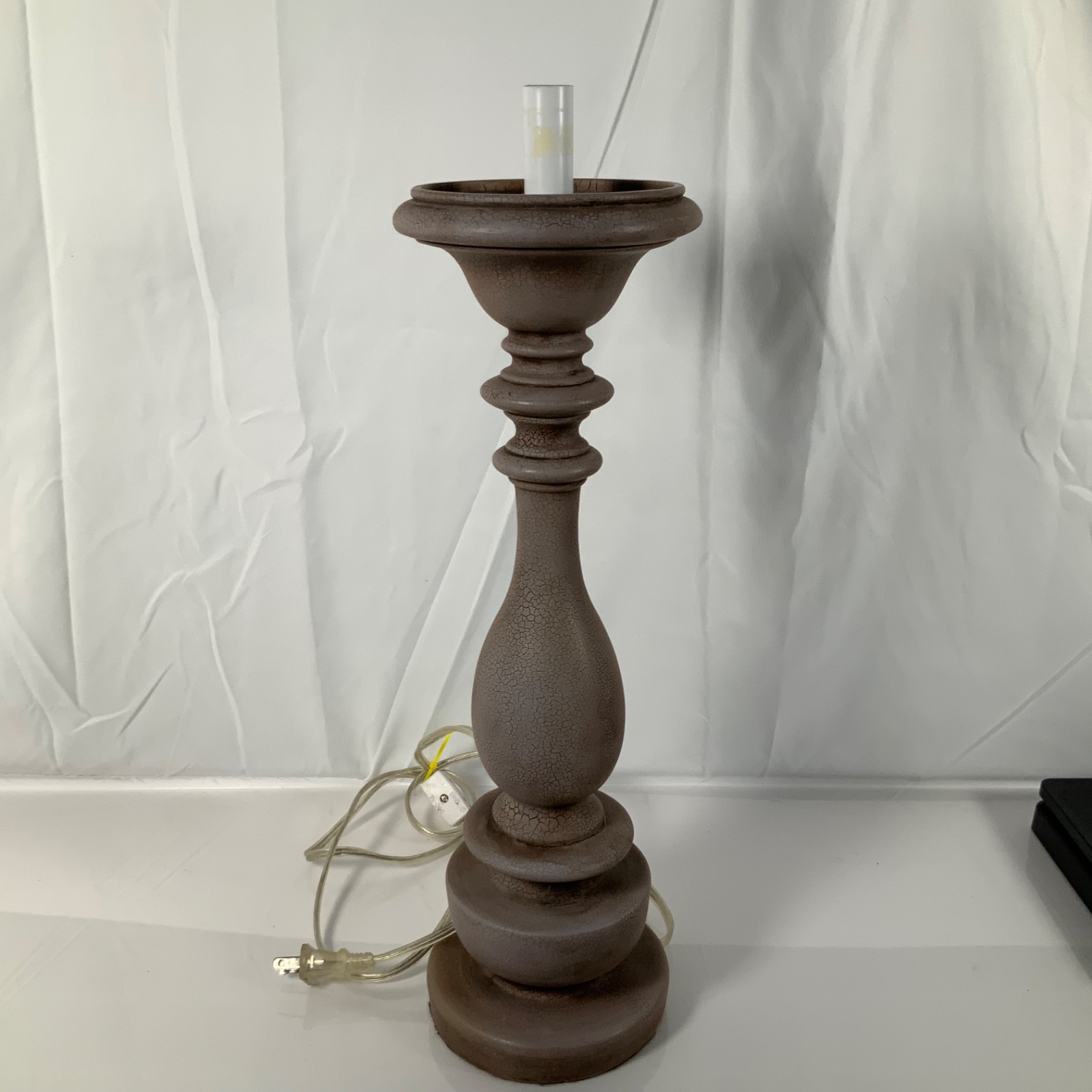 La Candela Brown Crackle Finish Table Lamp Base 19 in Tested Working - Image 2