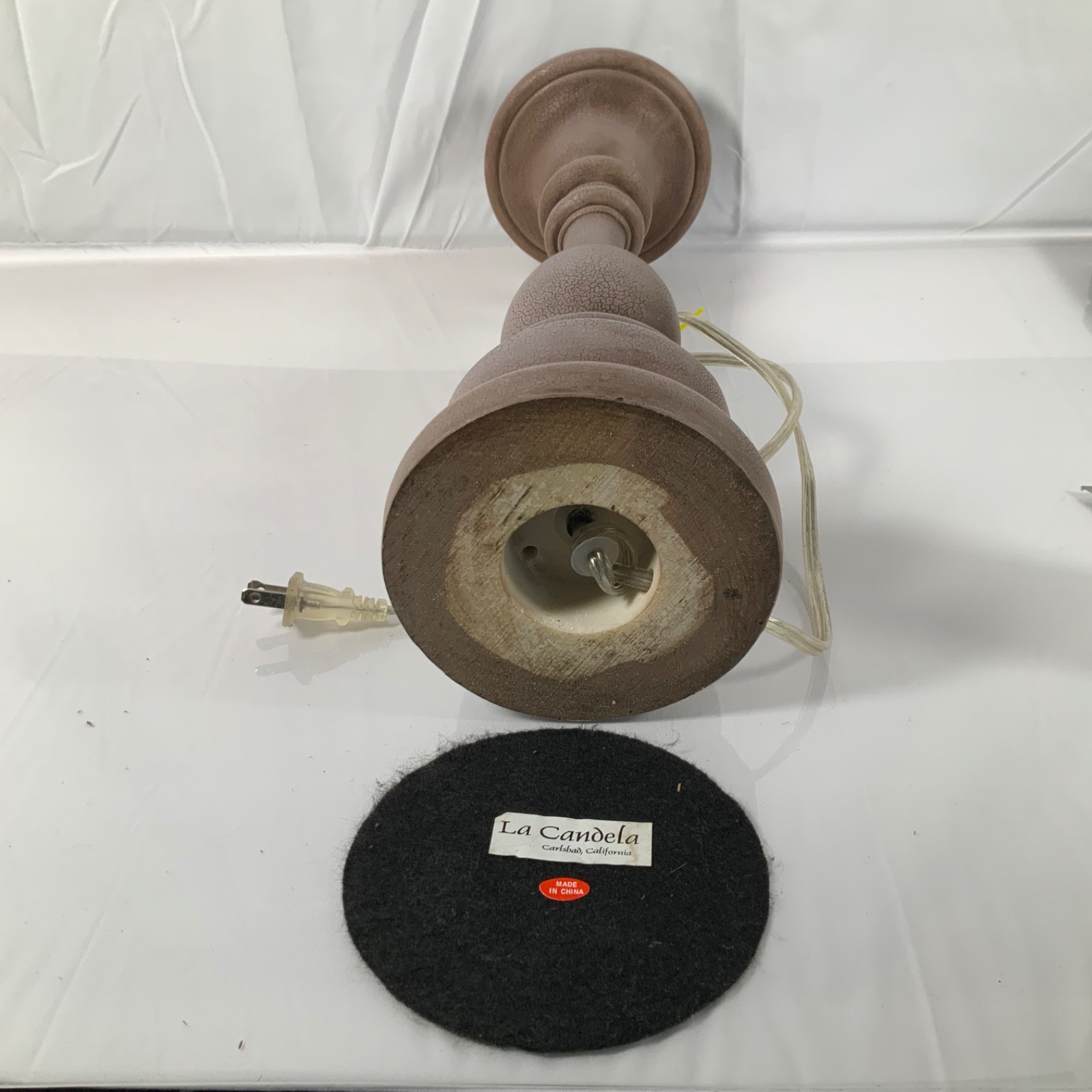 La Candela Brown Crackle Finish Table Lamp Base 19 in Tested Working - Image 7