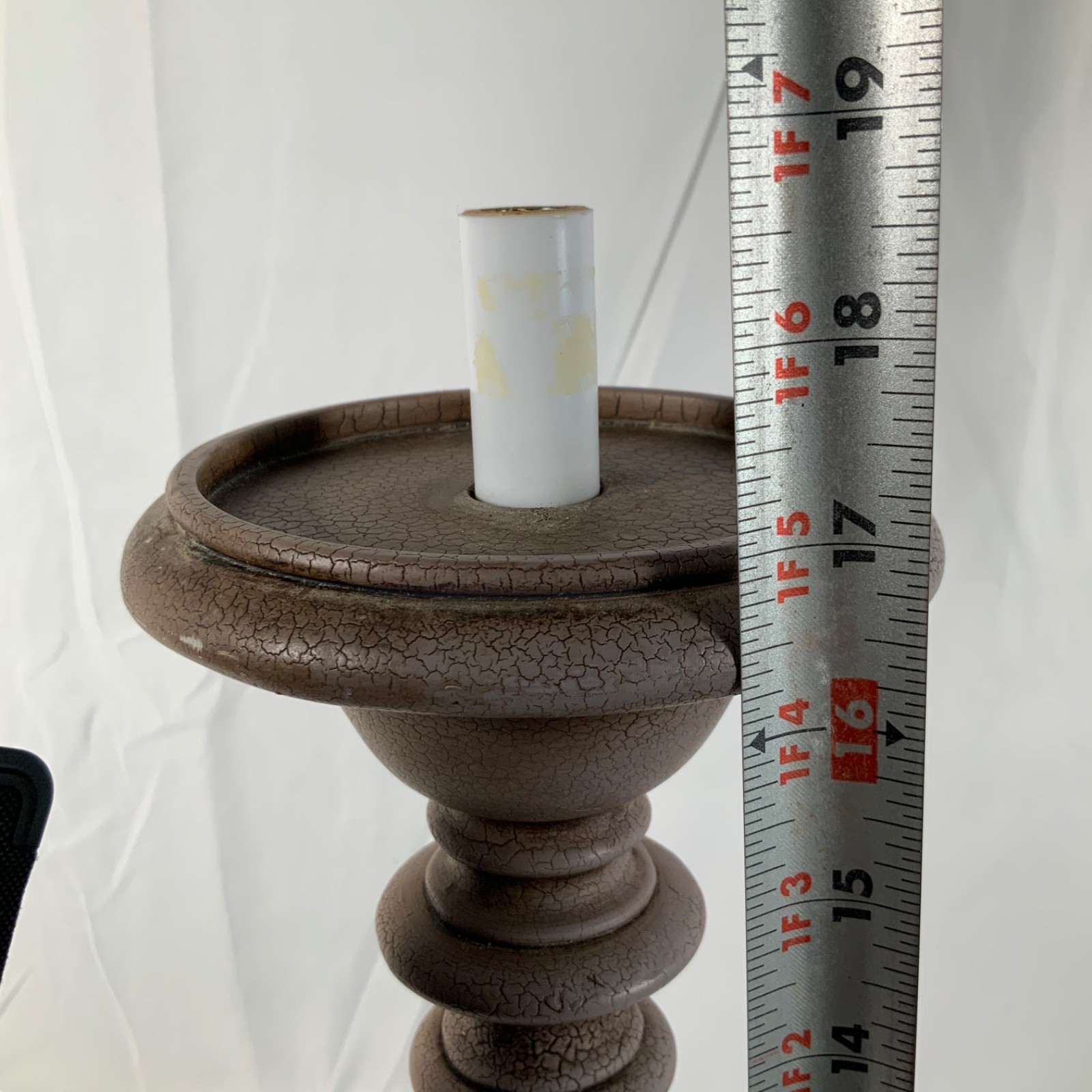 La Candela Brown Crackle Finish Table Lamp Base 19 in Tested Working - Image 10