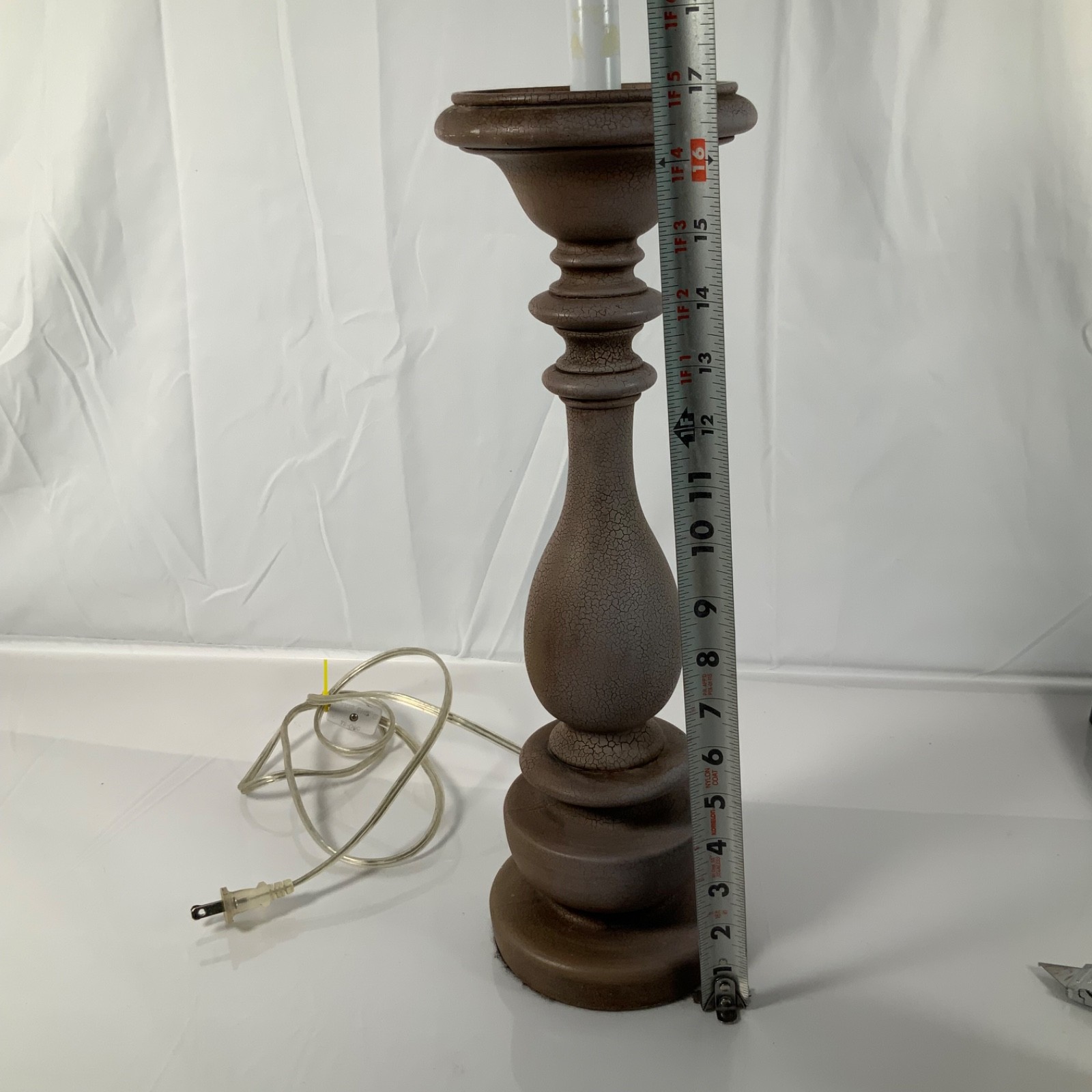 La Candela Brown Crackle Finish Table Lamp Base 19 in Tested Working - Image 9