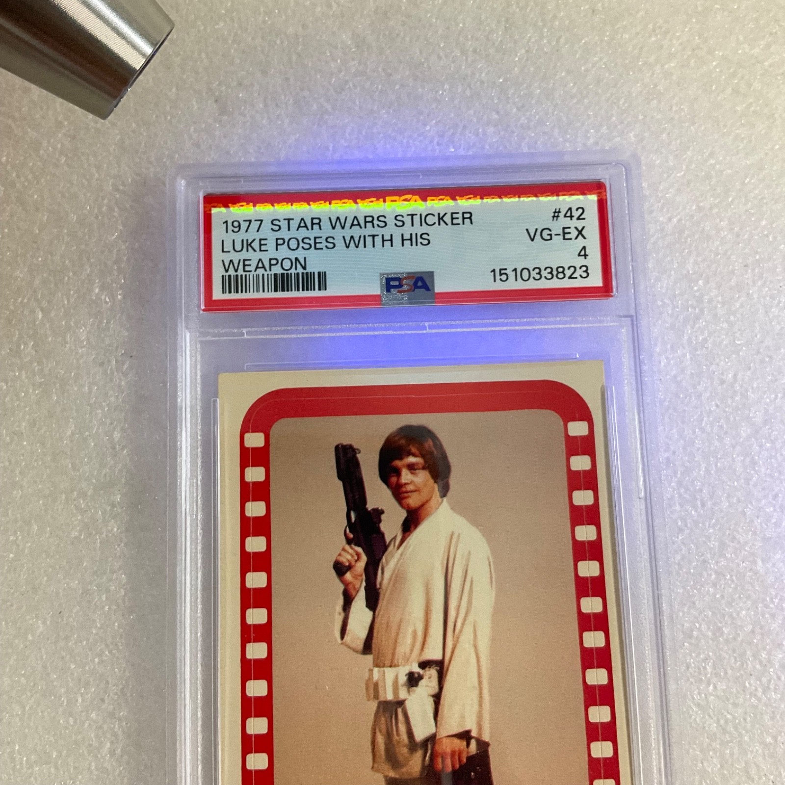 Star Wars 1977 Luke Poses Weapon Sticker Card #42 PSA 4 CERT#151033823 - Image 17