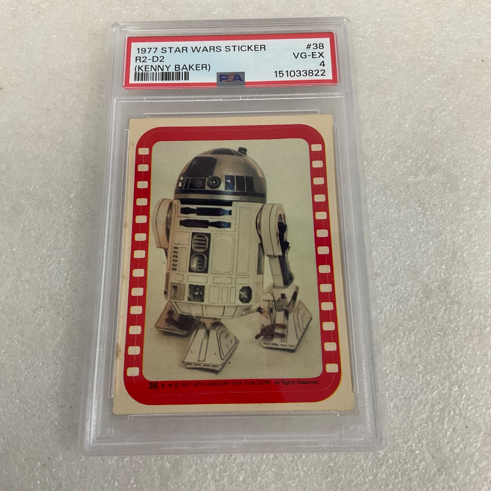 Star Wars 1977 R2-D2 Kenny Baker Sticker Card #38 PSA 4 CERT#151033822 - Image 3