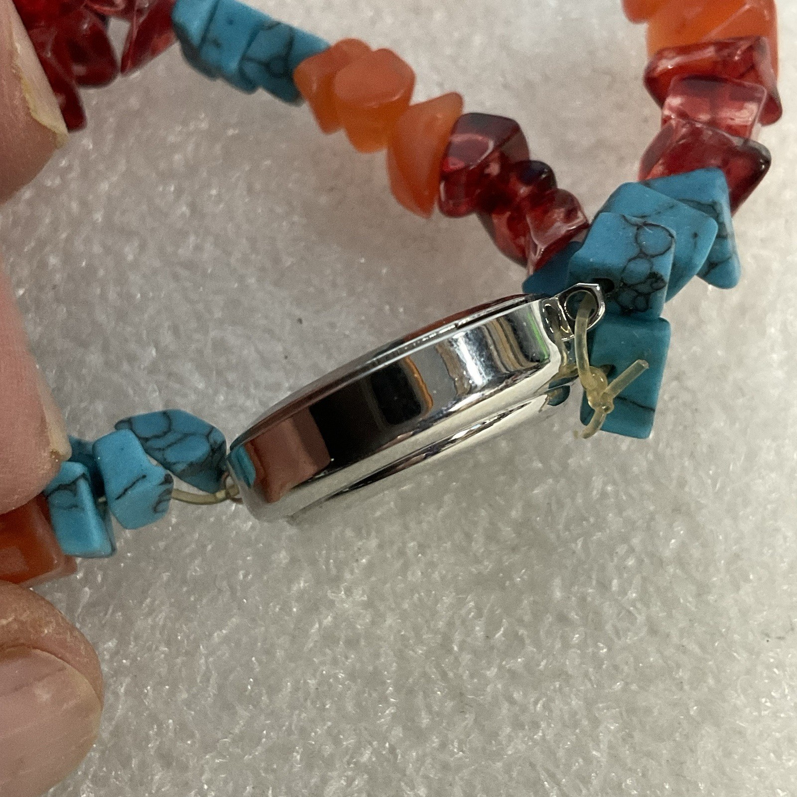 Silver Tone Watch With Multi Color Stone Glass Double Strand Quartz Watch PC21A - Image 6