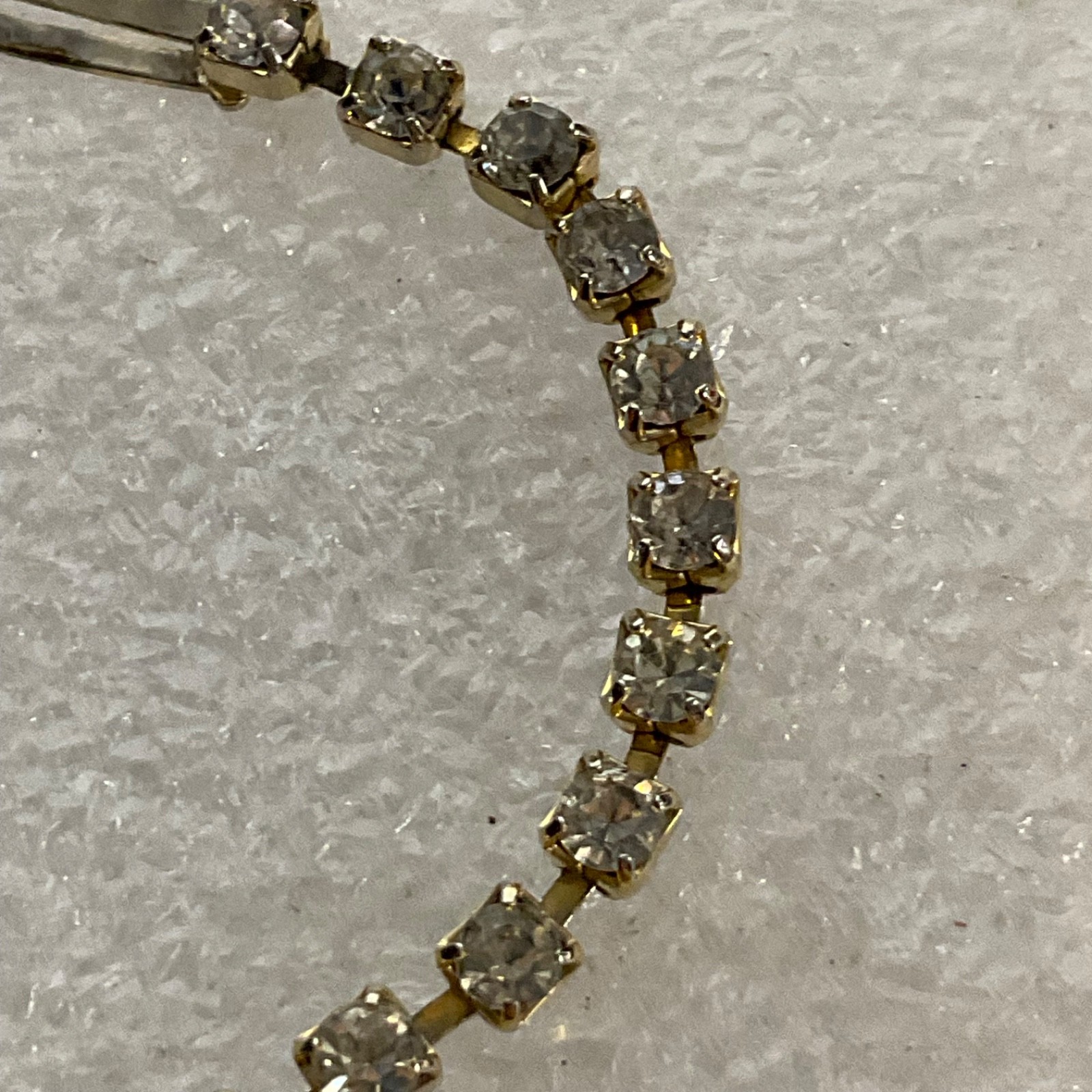 7in Gold Tone Tennis Bracelet Clear Rhinestones 4.13g Box Clasp Jewelry - Image 6