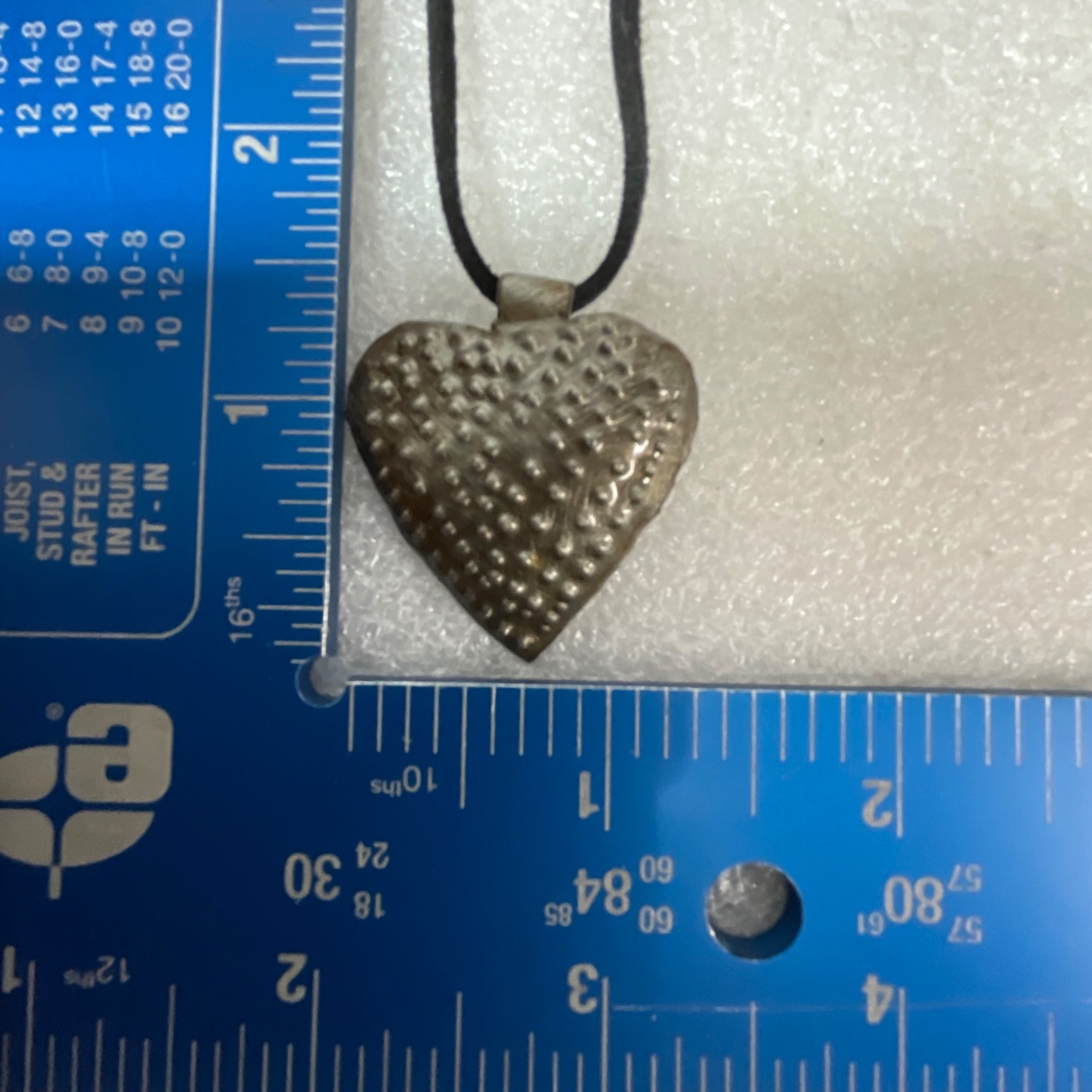 20in Hammered Metal Heart Pendant Necklace on Black Cord Boho Rustic Jewelry - Image 6