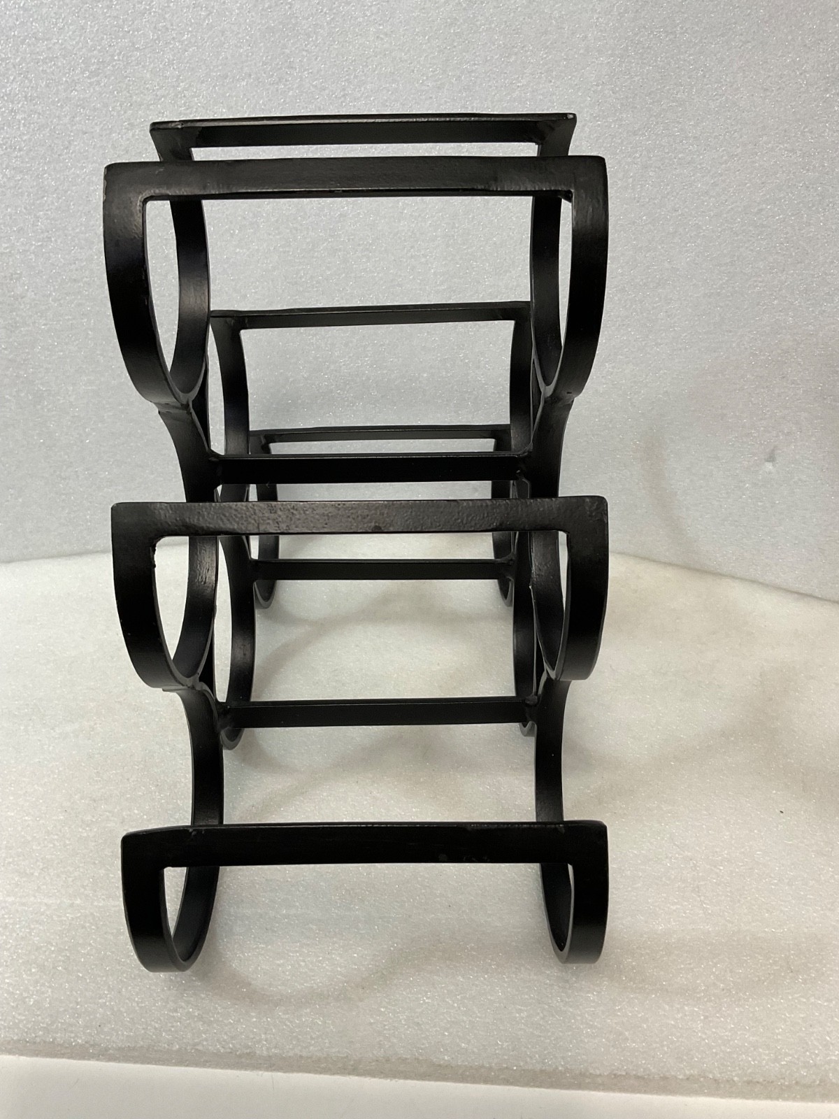 Black Iron Wine Bottle Rack 6 Bottle Curved Tabletop Holder 12in - Image 3