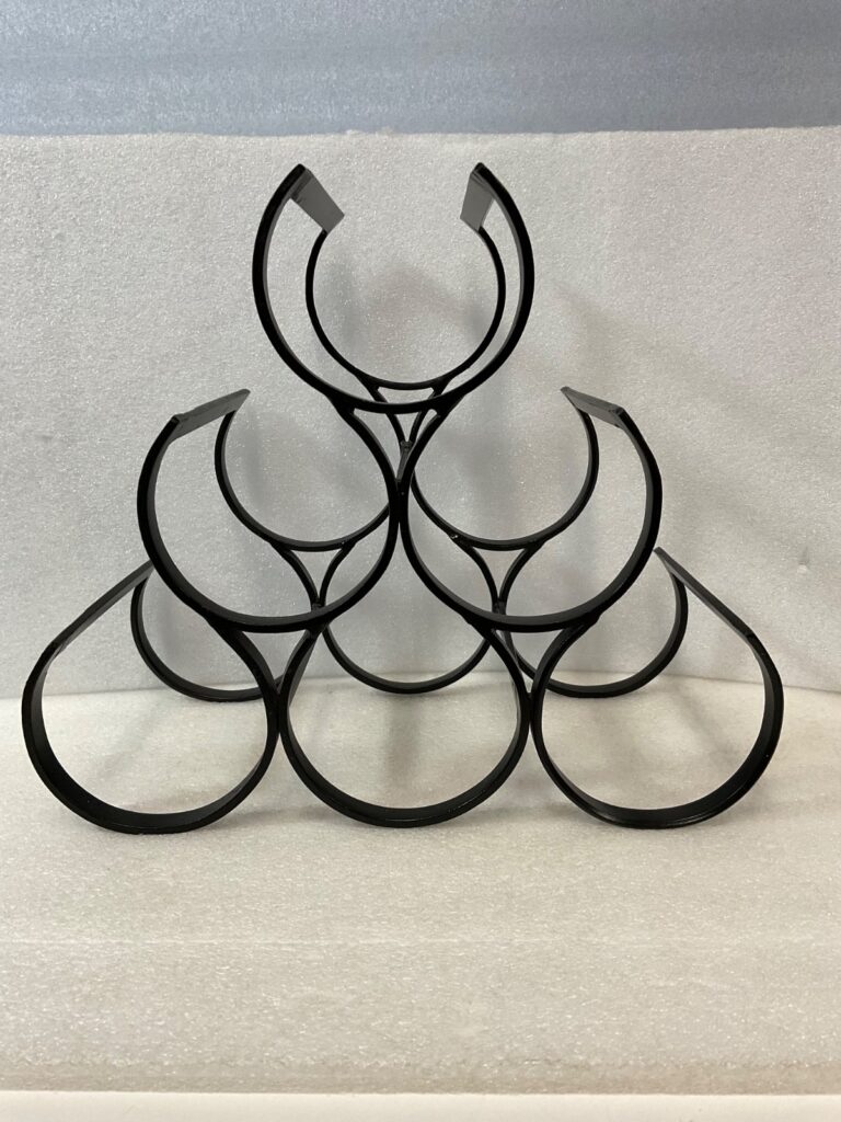 Black Iron Wine Bottle Rack 6 Bottle Curved Tabletop Holder 12in - Image 1