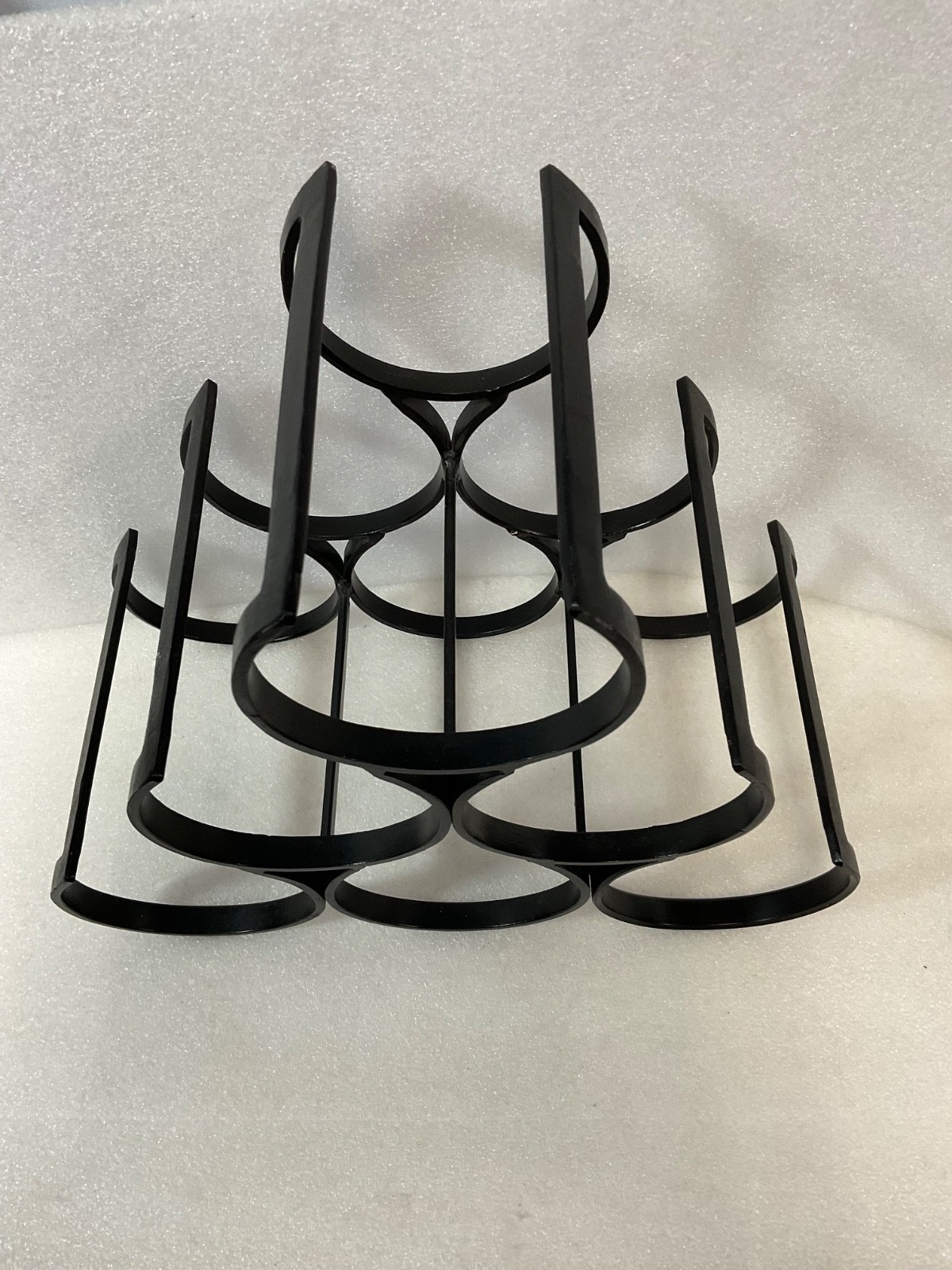 Black Iron Wine Bottle Rack 6 Bottle Curved Tabletop Holder 12in - Image 2