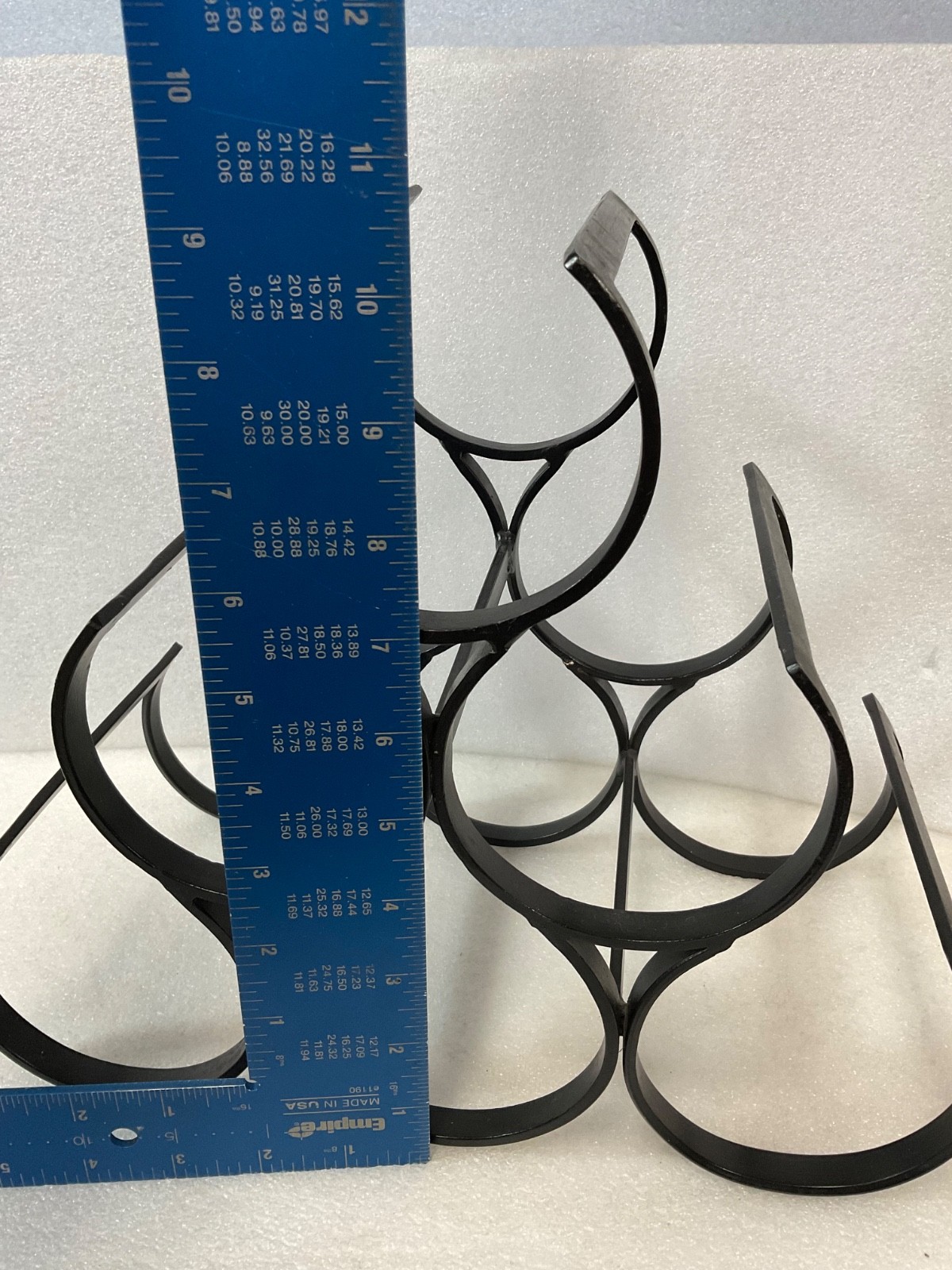 Black Iron Wine Bottle Rack 6 Bottle Curved Tabletop Holder 12in - Image 7