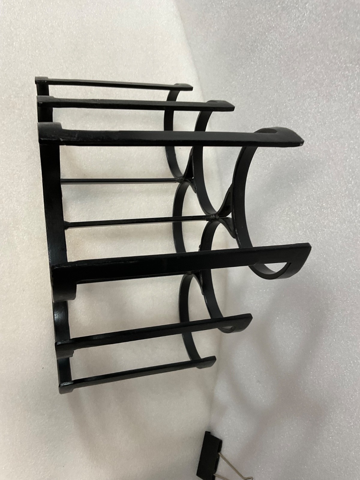Black Iron Wine Bottle Rack 6 Bottle Curved Tabletop Holder 12in - Image 6