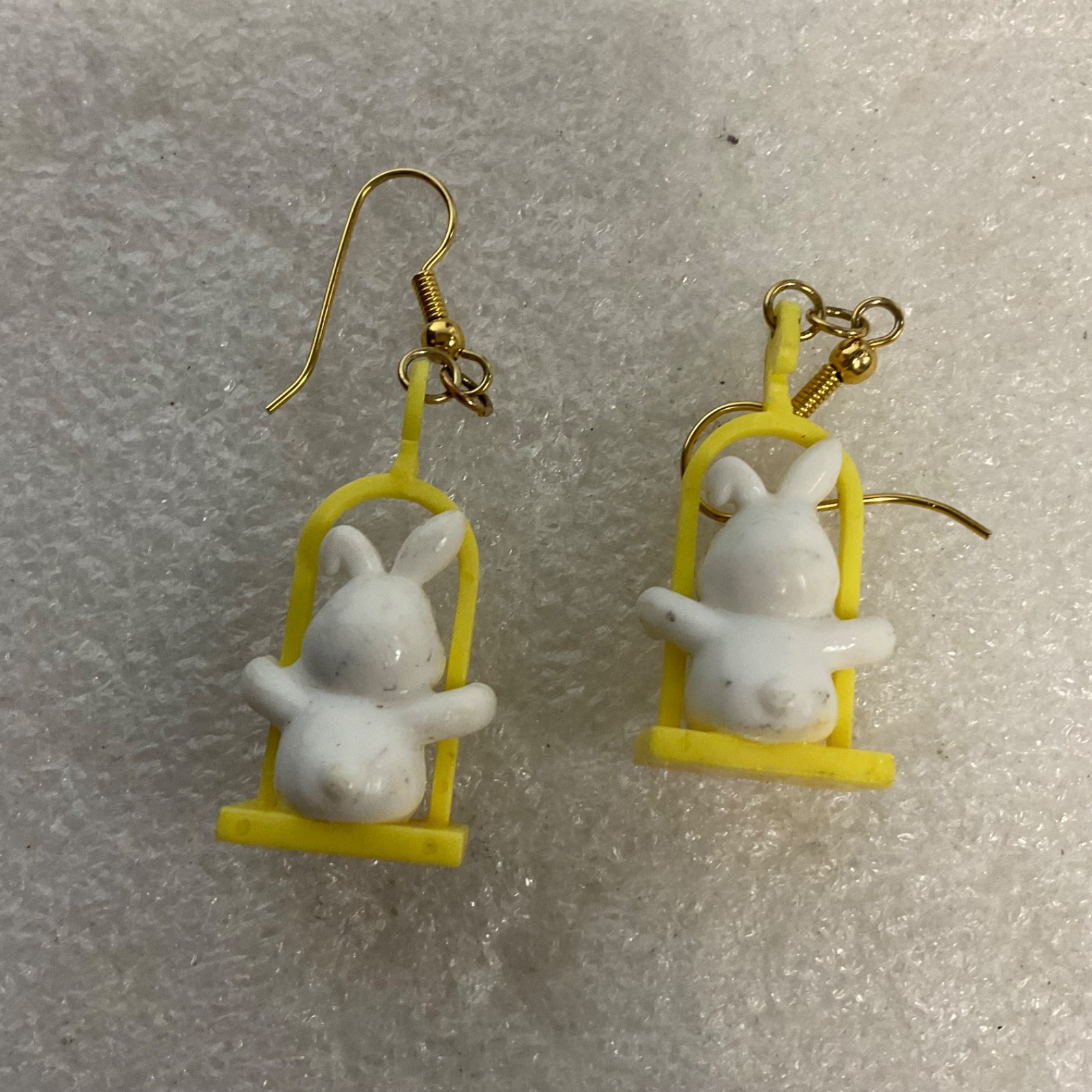 Vintage Bunny Rabbit Earrings on Swing Yellow Frame Dangle Cute Kawaii Jewelry 4 - Image 11