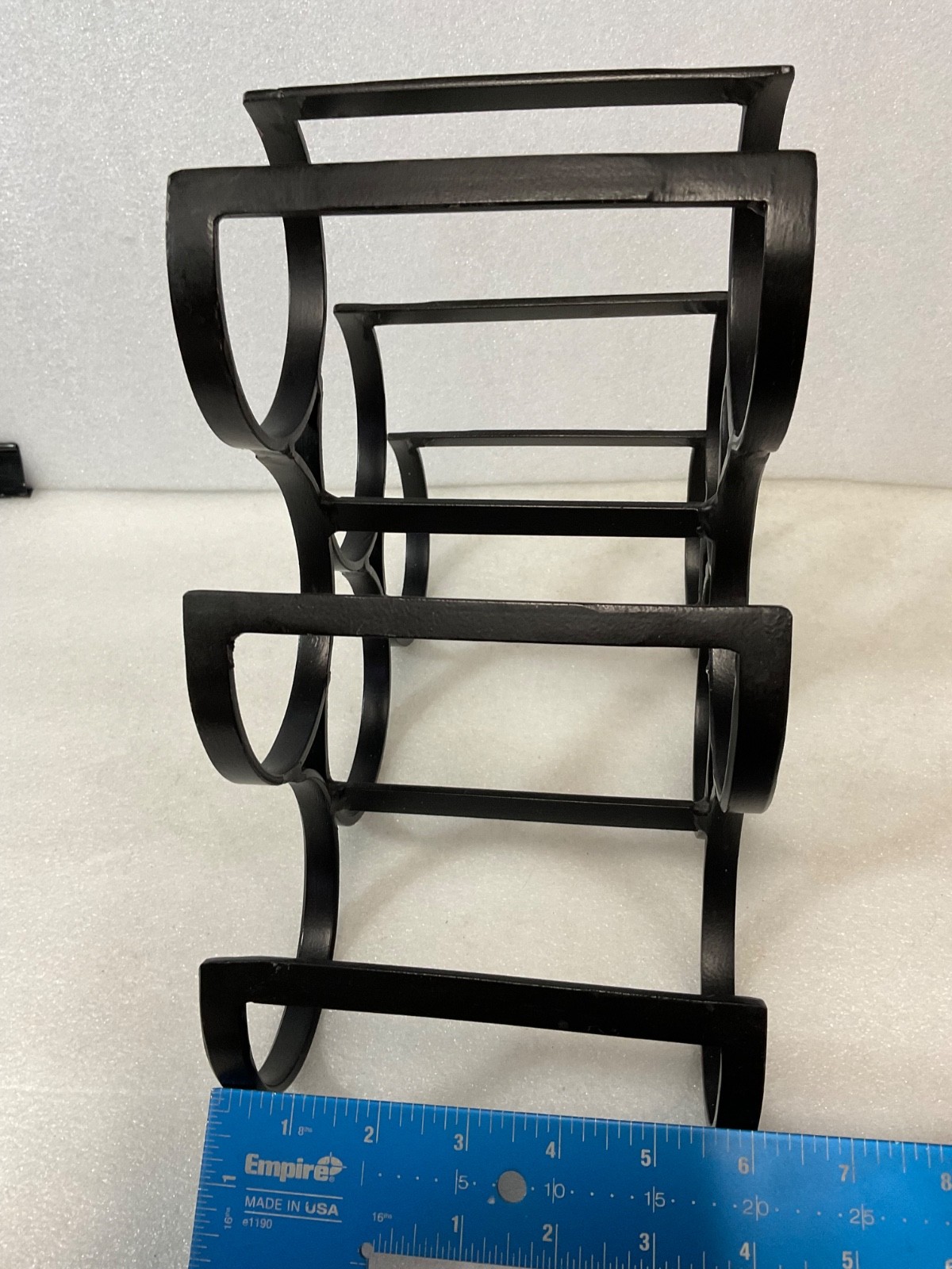 Black Iron Wine Bottle Rack 6 Bottle Curved Tabletop Holder 12in - Image 9