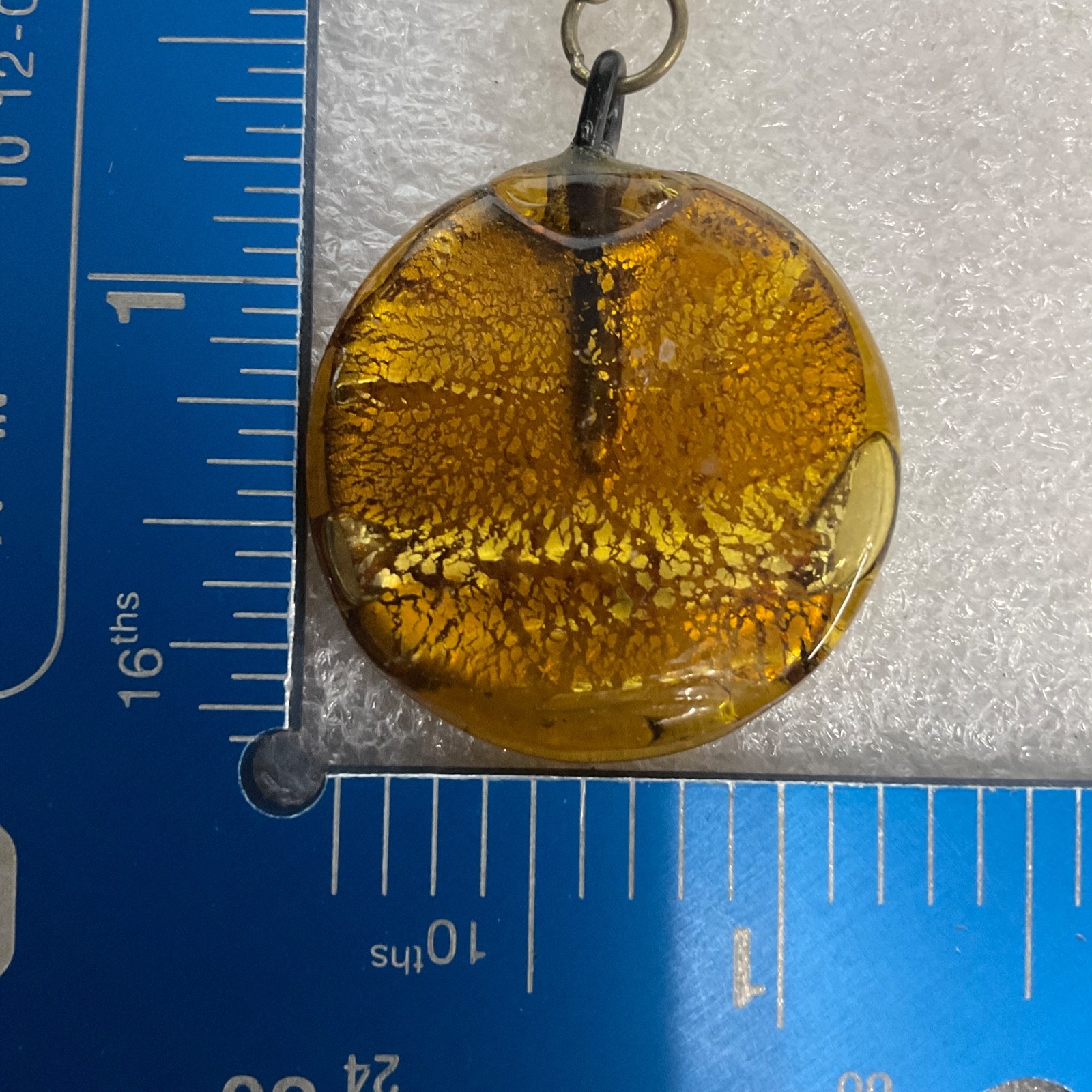 18in Amber Tone Glass Bead Necklace with Round Pendant Vintage Boho Jewelry - Image 10