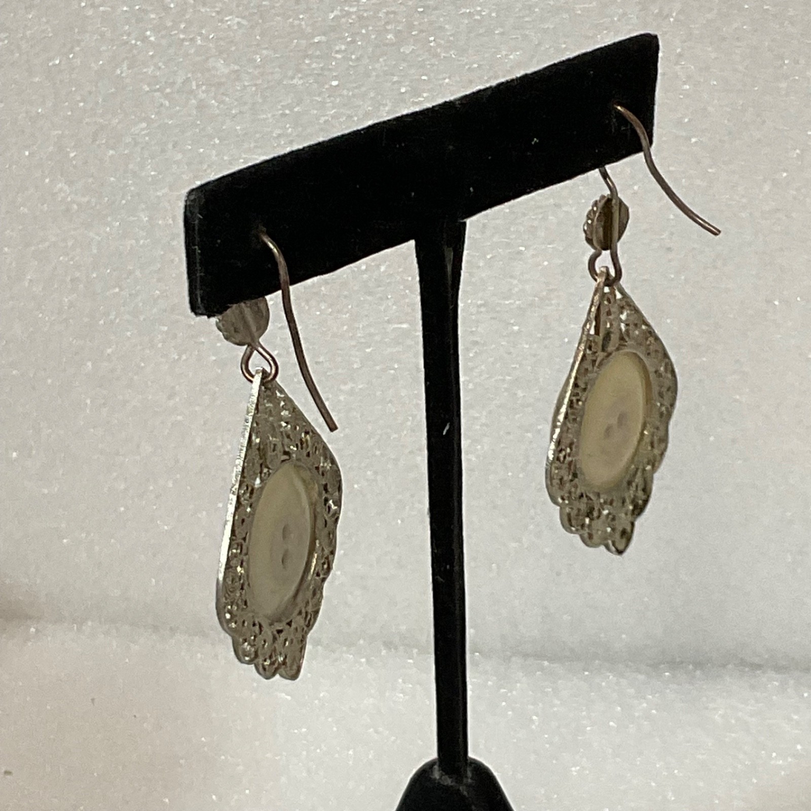 Antique Hand Painted Equestrian Button Earrings Horse Rider Filigree 11.38g - Image 16