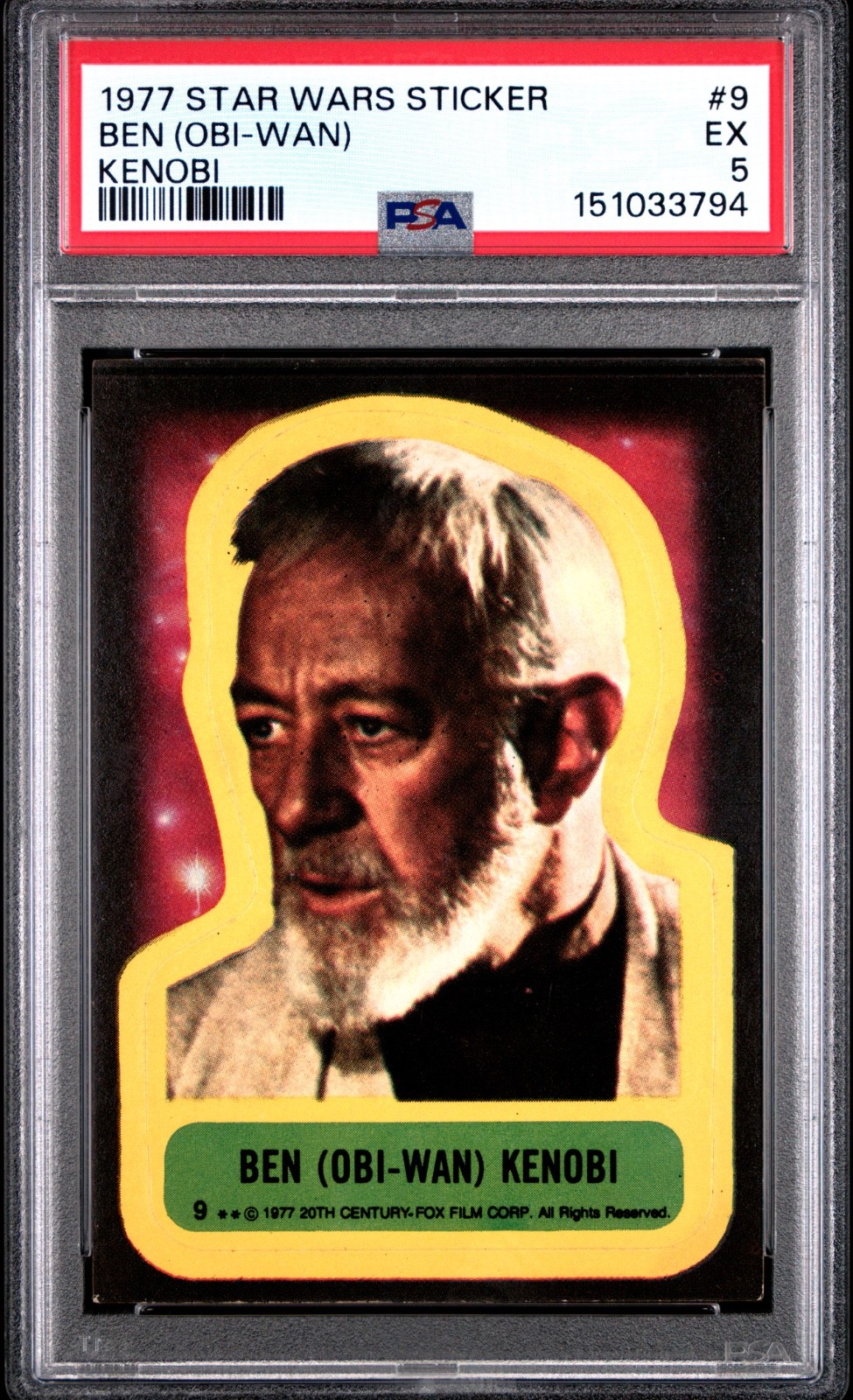 Star Wars 1977 Ben Obi-Wan Kenobi Sticker Card #9 PSA 5 CERT#151033794 - Image 1