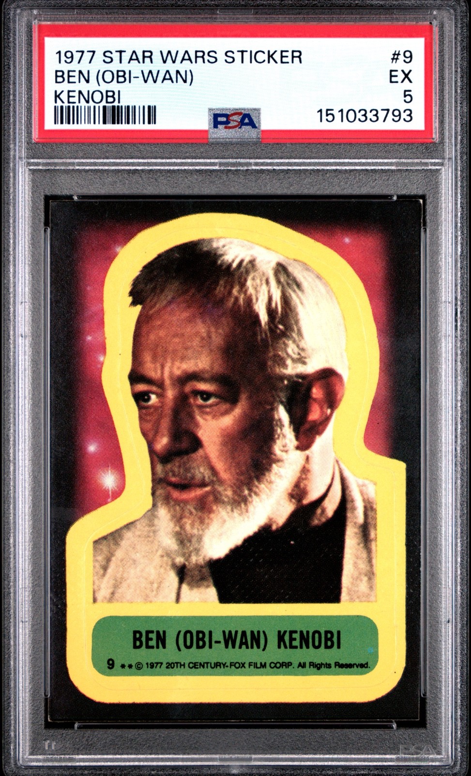Star Wars 1977 Ben Obi-Wan Kenobi Sticker Card #9 PSA 5 CERT#151033793 - Image 1
