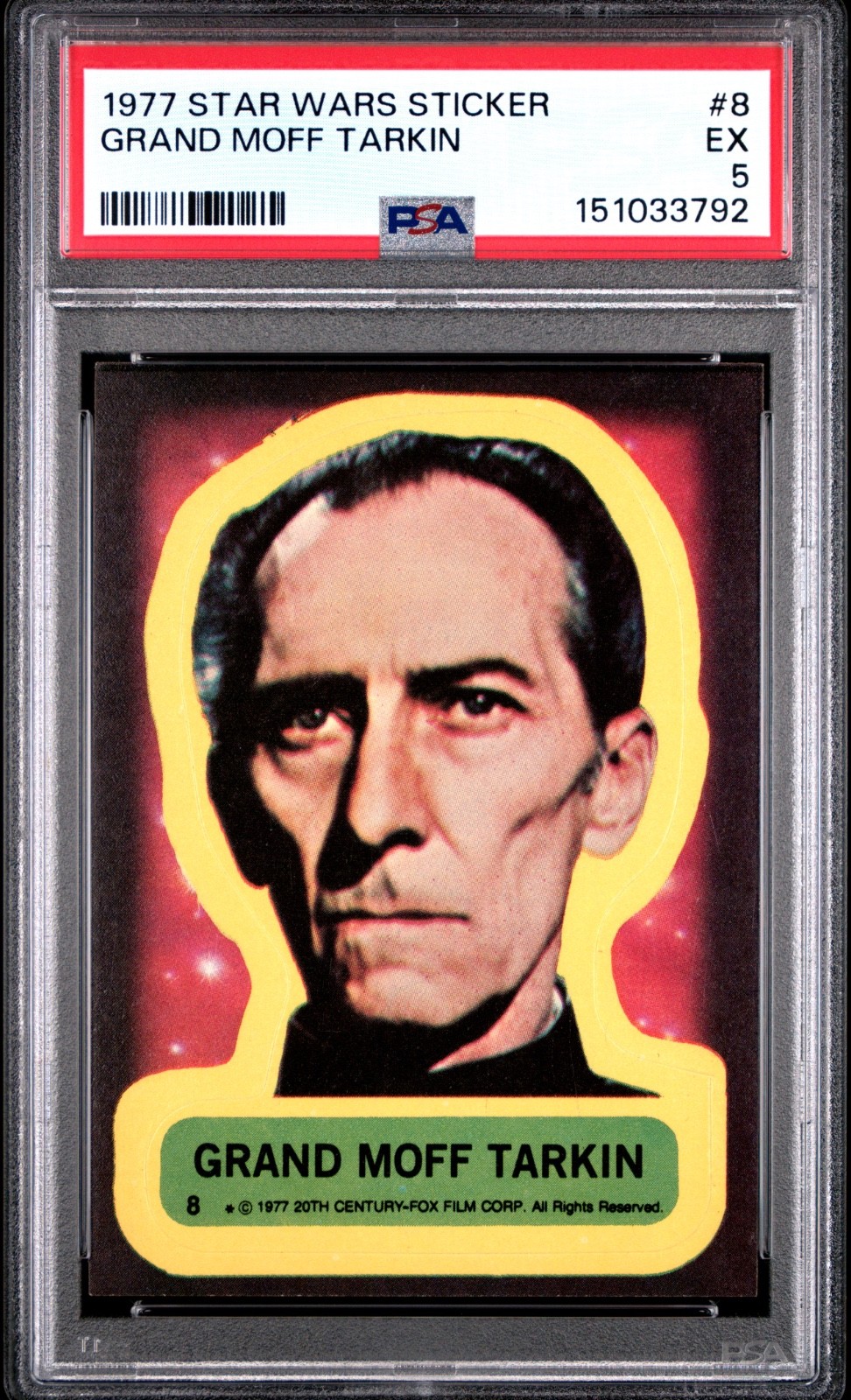 Star Wars 1977 Grand Moff Tarkin Sticker Card #8 PSA 5 CERT#151033792 - Image 1