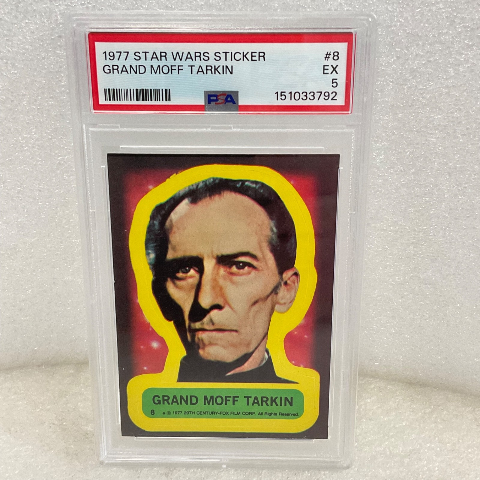 Star Wars 1977 Grand Moff Tarkin Sticker Card #8 PSA 5 CERT#151033792 - Image 3